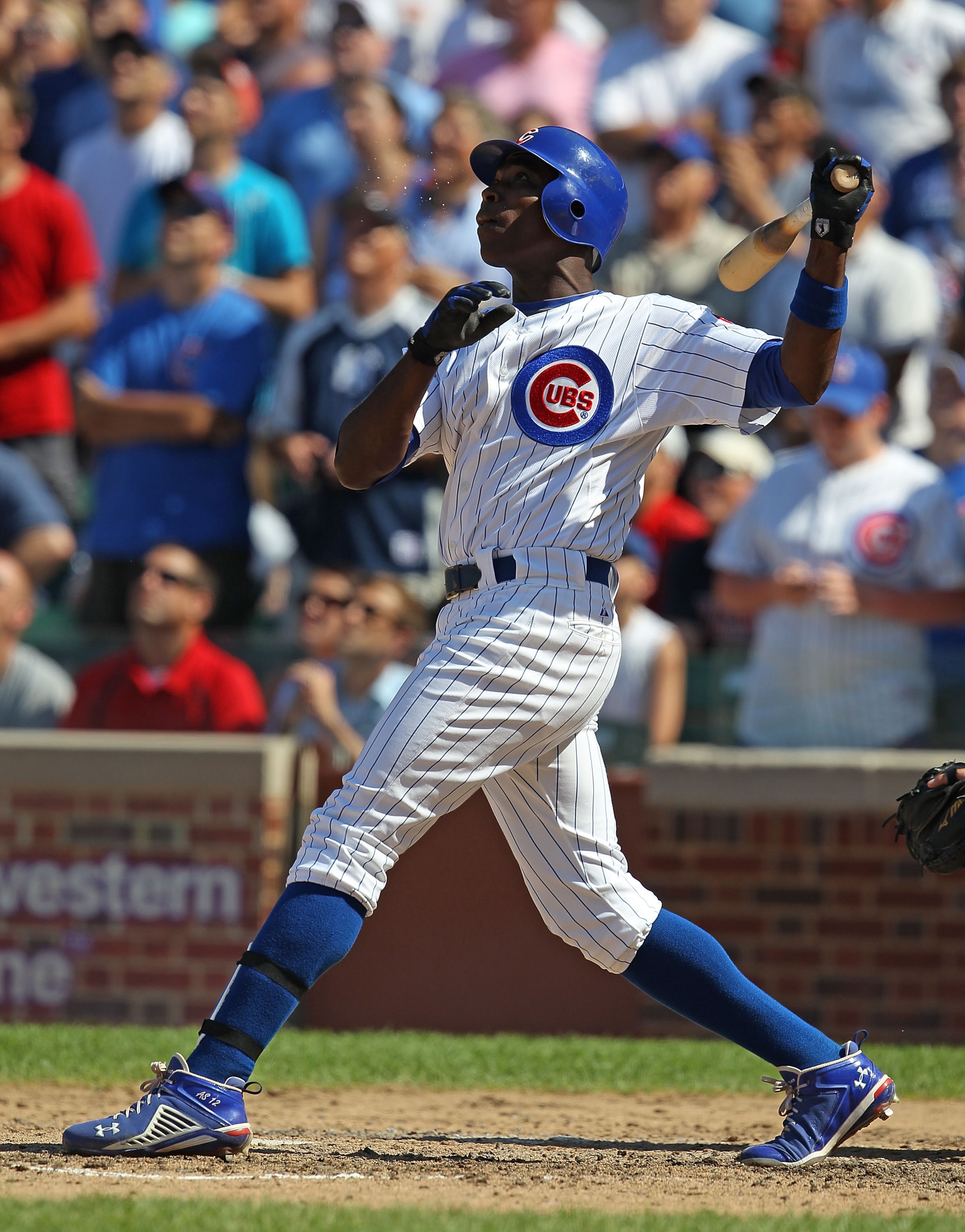CHICAGO - JULY 21: Alfonso Soriano #12 of the Chicago Cubs hits the ball against the Houston Astros at Wrigley Field on July 21, 2010 in Chicago, Illinois. The Astros defeated the Cubs 4-3 in 12 innings. (Photo by Jonathan Daniel/Getty Images)