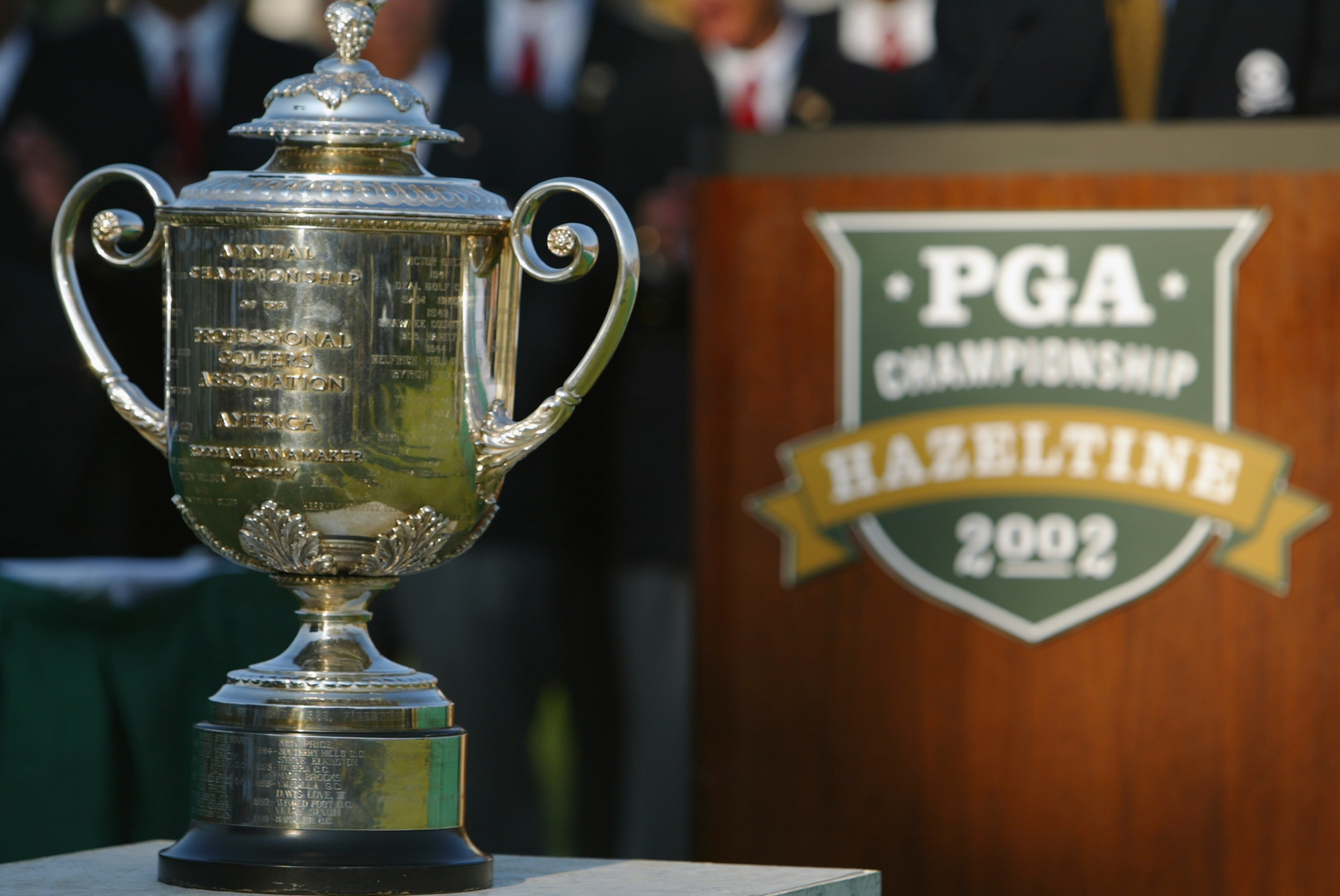 CHASKA, MN - AUGUST 18:  The Wannamaker trophy during the final round on August 18, 2002 for the PGA Championship at Hazeltine National Golf Club in Chaska, Minnesota.  (Photo by Jamie Squire/Getty Images)