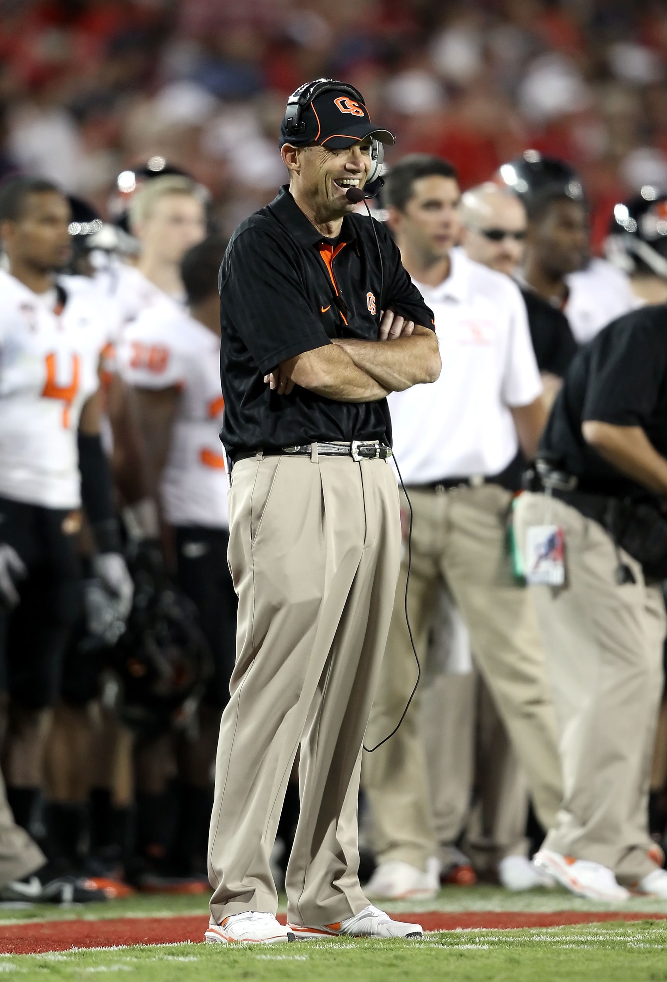 TUCSON, AZ - OCTOBER 09:  Head coach Mike Riley of the Oregon State Beavers during the college football game against the Arizona Wildcats at Arizona Stadium on October 9, 2010 in Tucson, Arizona.   The Beavers defeated the Wildcats 29-27.  (Photo by Chris