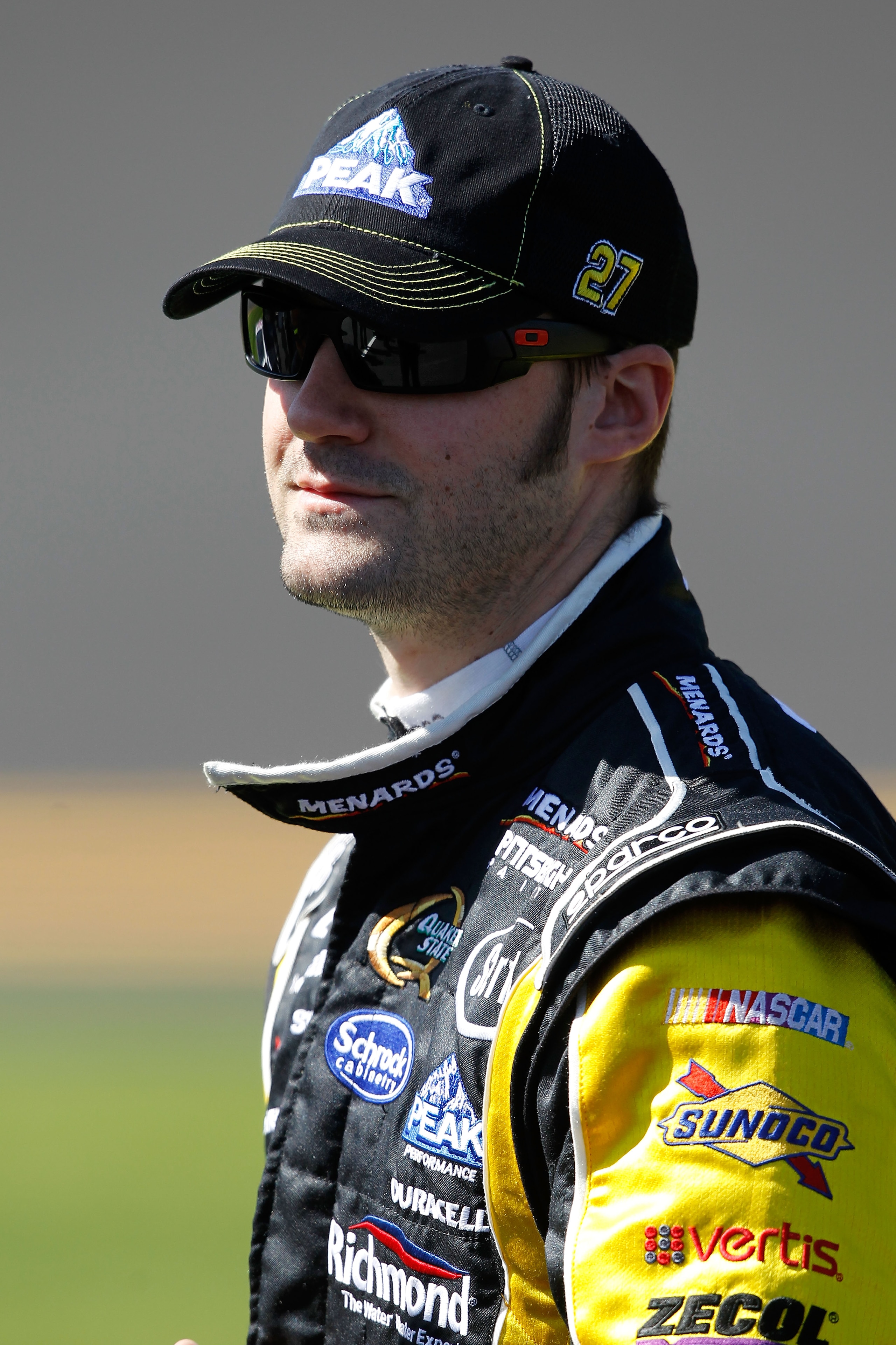 DAYTONA BEACH, FL - FEBRUARY 13: Paul Menard, driver of the #27 Menards Chevrolet, looks on during qualifying for the NASCAR Sprint Cup Series Daytona 500 at Daytona International Speedway on February 13, 2011 in Daytona Beach, Florida. (Photo by Matthe DAYTONA BEACH, FL - FEBRUARY 13: Paul Menard, driver of the #27 Menards Chevrolet, looks on during qualifying for the NASCAR Sprint Cup Series Daytona 500 at Daytona International Speedway on February 13, 2011 in Daytona Beach, Florida. (Photo by Matthe