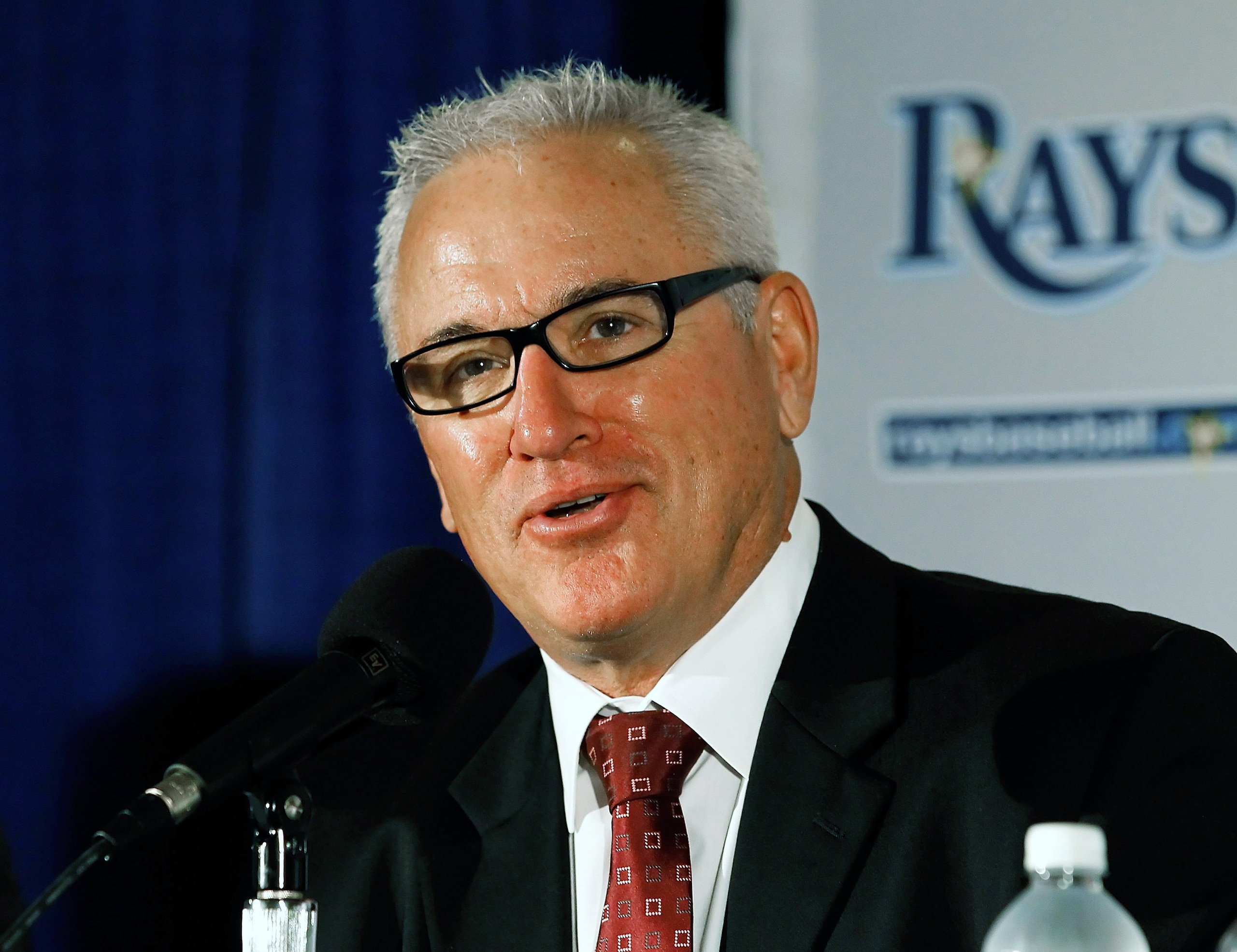 ST PETERSBURG, FL - FEBRUARY 01: Manager Joe Maddon of the Tampa Bay Rays talks with reporters at a press conference at Tropicana Field on February 1, 2011 in St Petersburg, Florida. (Photo by J. Meric/Getty Images) ST PETERSBURG, FL - FEBRUARY 01: Manager Joe Maddon of the Tampa Bay Rays talks with reporters at a press conference at Tropicana Field on February 1, 2011 in St Petersburg, Florida. (Photo by J. Meric/Getty Images)