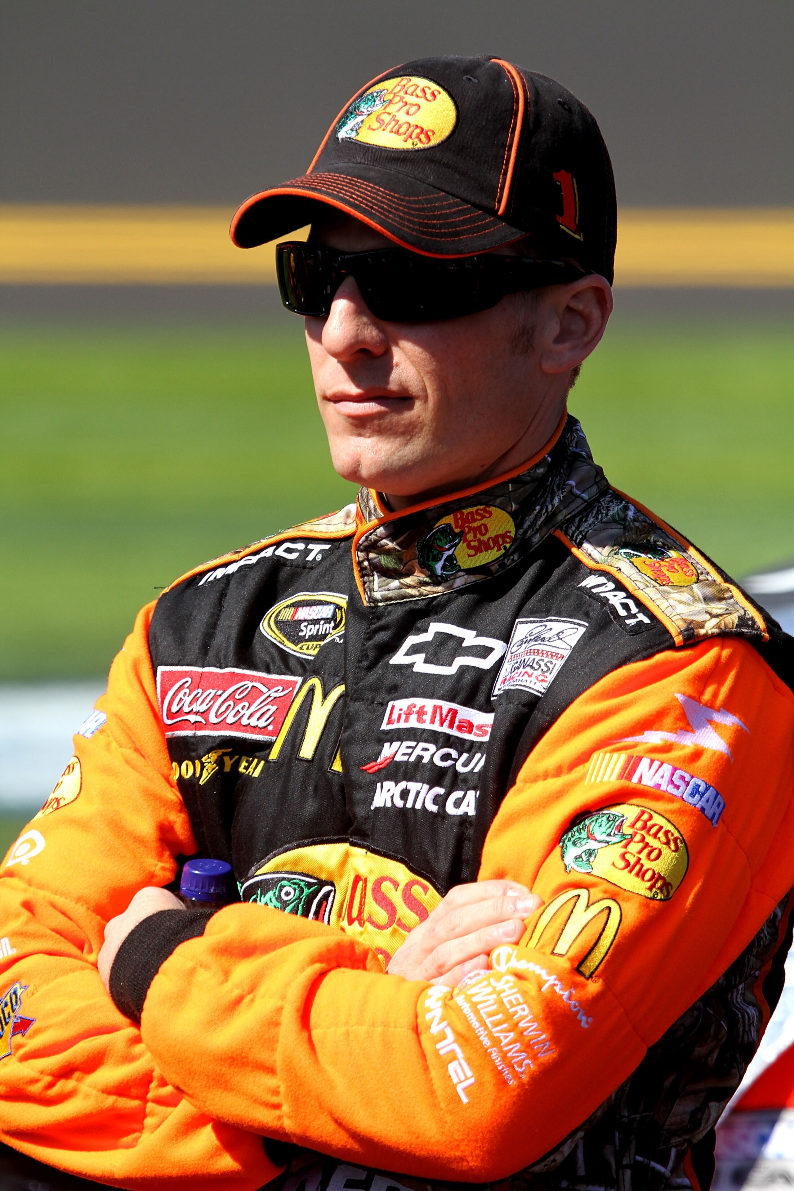 DAYTONA BEACH, FL - FEBRUARY 13: Jamie McMurray, driver of the #1 Bass Pro Shops Chevrolet, looks on during qualifying for the NASCAR Sprint Cup Series Daytona 500 at Daytona International Speedway on February 13, 2011 in Daytona Beach, Florida. (Photo DAYTONA BEACH, FL - FEBRUARY 13: Jamie McMurray, driver of the #1 Bass Pro Shops Chevrolet, looks on during qualifying for the NASCAR Sprint Cup Series Daytona 500 at Daytona International Speedway on February 13, 2011 in Daytona Beach, Florida. (Photo