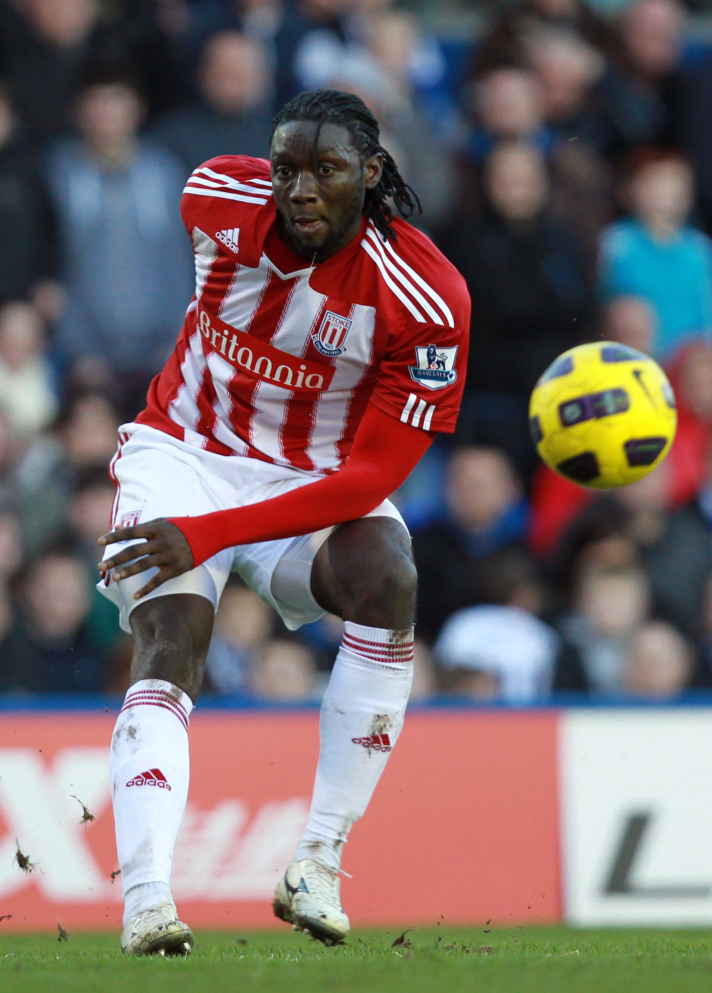 BIRMINGHAM, ENGLAND - FEBRUARY 12:  Kenwyne Jones of Stoke City in action during the Barclays Premier League match between Birmingham City and Stoke City at St Andrews on February 12, 2011 in Birmingham, England.  (Photo by Jan Kruger/Getty Images)