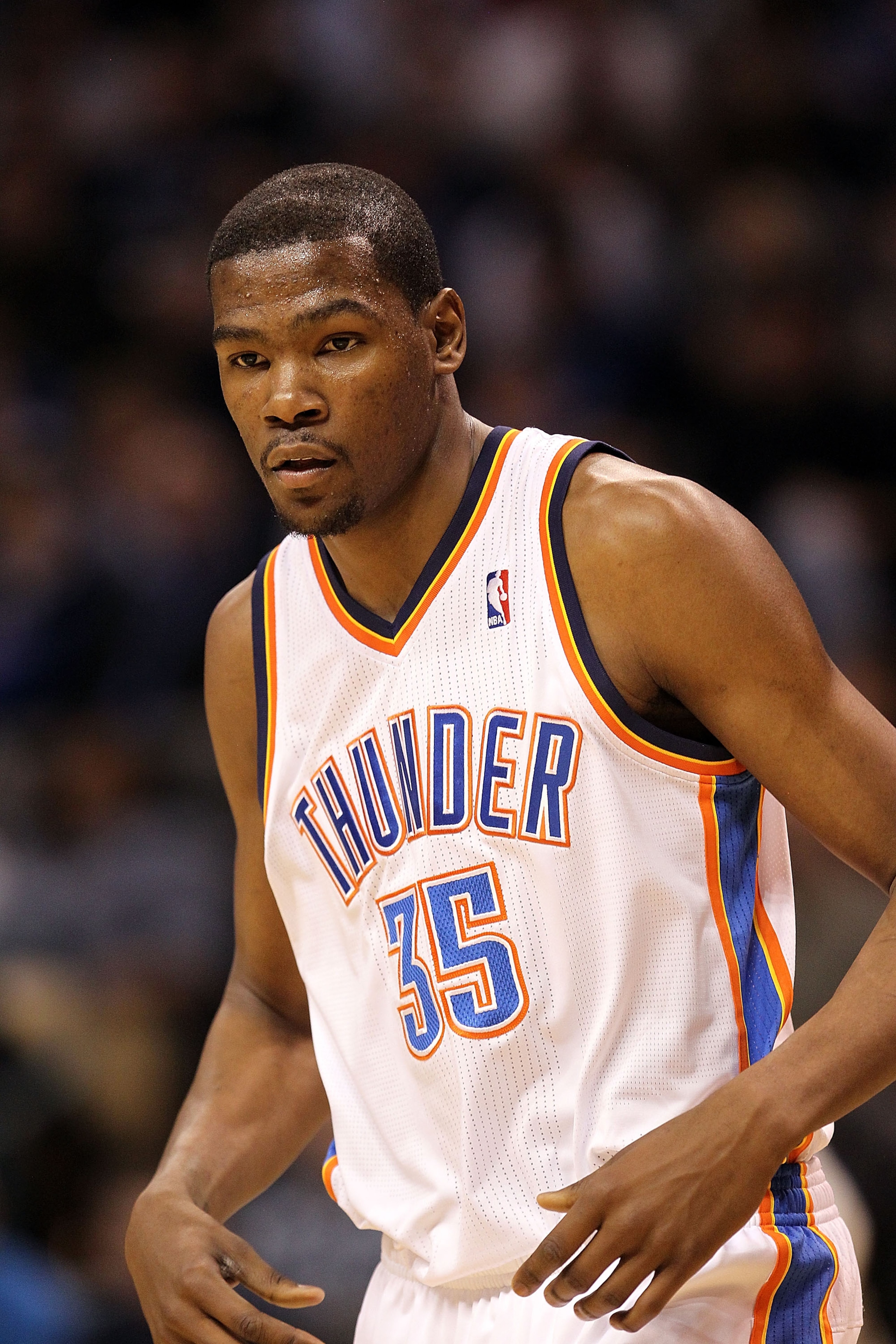 OKLAHOMA CITY, OK - JANUARY 30:  Kevin Durant #35 of the Oklahoma City Thunder at Ford Center on January 30, 2011 in Oklahoma City, Oklahoma.  NOTE TO USER: User expressly acknowledges and agrees that, by downloading and or using this photograph, User is 