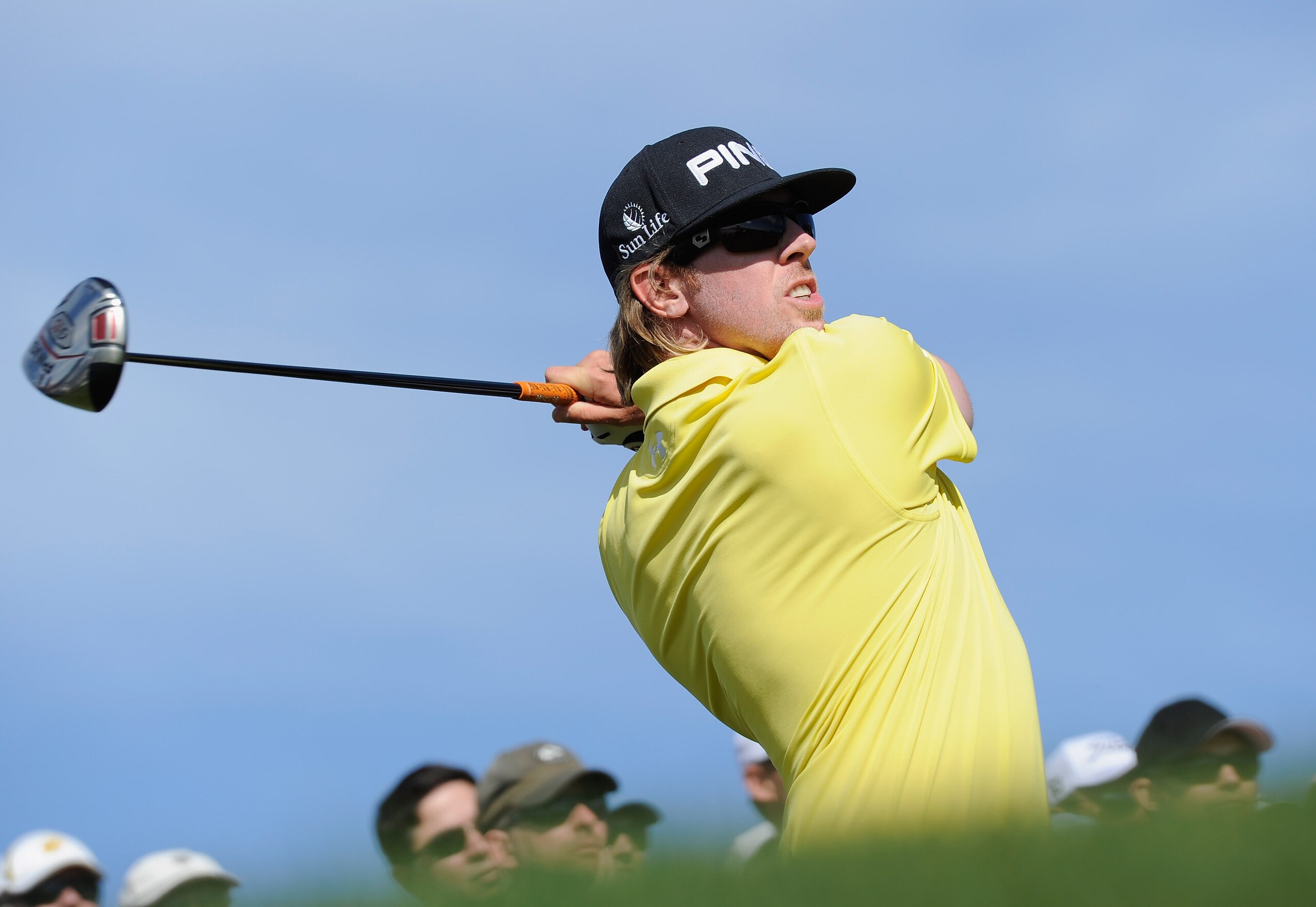 PEBBLE BEACH, CA - FEBRUARY 13: Hunter Mahan plays his tee shot on the nineth hole during the final round of the AT&T Pebble Beach National Pro-Am at Pebble Beach Golf Links on February 13, 2011 in Pebble Beach, California. (Photo by Stuart Franklin/Ge PEBBLE BEACH, CA - FEBRUARY 13: Hunter Mahan plays his tee shot on the nineth hole during the final round of the AT&T Pebble Beach National Pro-Am at Pebble Beach Golf Links on February 13, 2011 in Pebble Beach, California. (Photo by Stuart Franklin/Ge