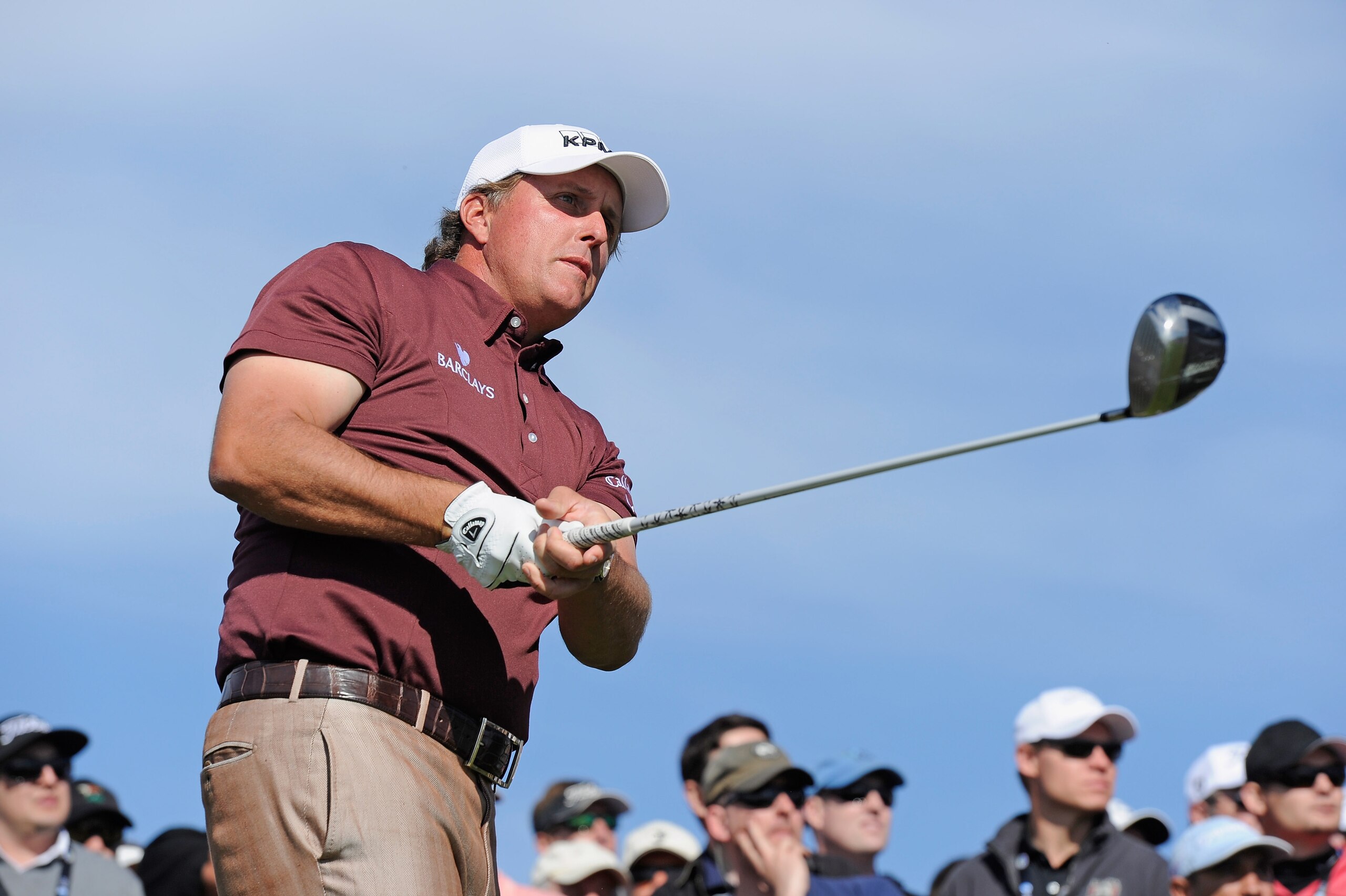 PEBBLE BEACH, CA - FEBRUARY 13: Phil Mickelson plays his tee shot on the nineth hole during the final round of the AT&T Pebble Beach National Pro-Am at Pebble Beach Golf Links on February 13, 2011 in Pebble Beach, California. (Photo by Stuart Franklin/ PEBBLE BEACH, CA - FEBRUARY 13: Phil Mickelson plays his tee shot on the nineth hole during the final round of the AT&T Pebble Beach National Pro-Am at Pebble Beach Golf Links on February 13, 2011 in Pebble Beach, California. (Photo by Stuart Franklin/