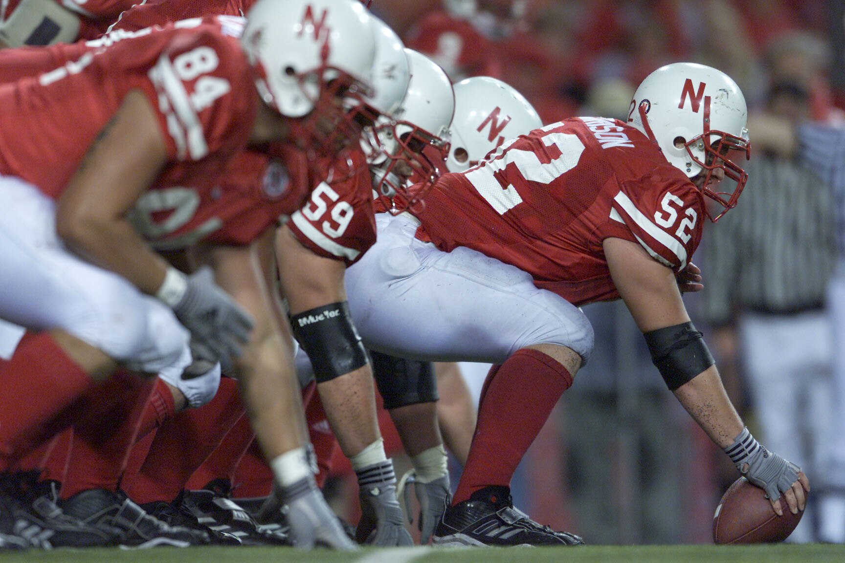 8 Sep 2001:  Center John Garrison #52 of the Nebraska Cornhuskers prepares to snap the ball during the game against the Notre Dame Fighting Irish at Memorial Stadium in Lincoln, Nebraska.  The Cornhuskers won 27-17.  DIGITAL IMAGE  Mandatory Credit: Brian