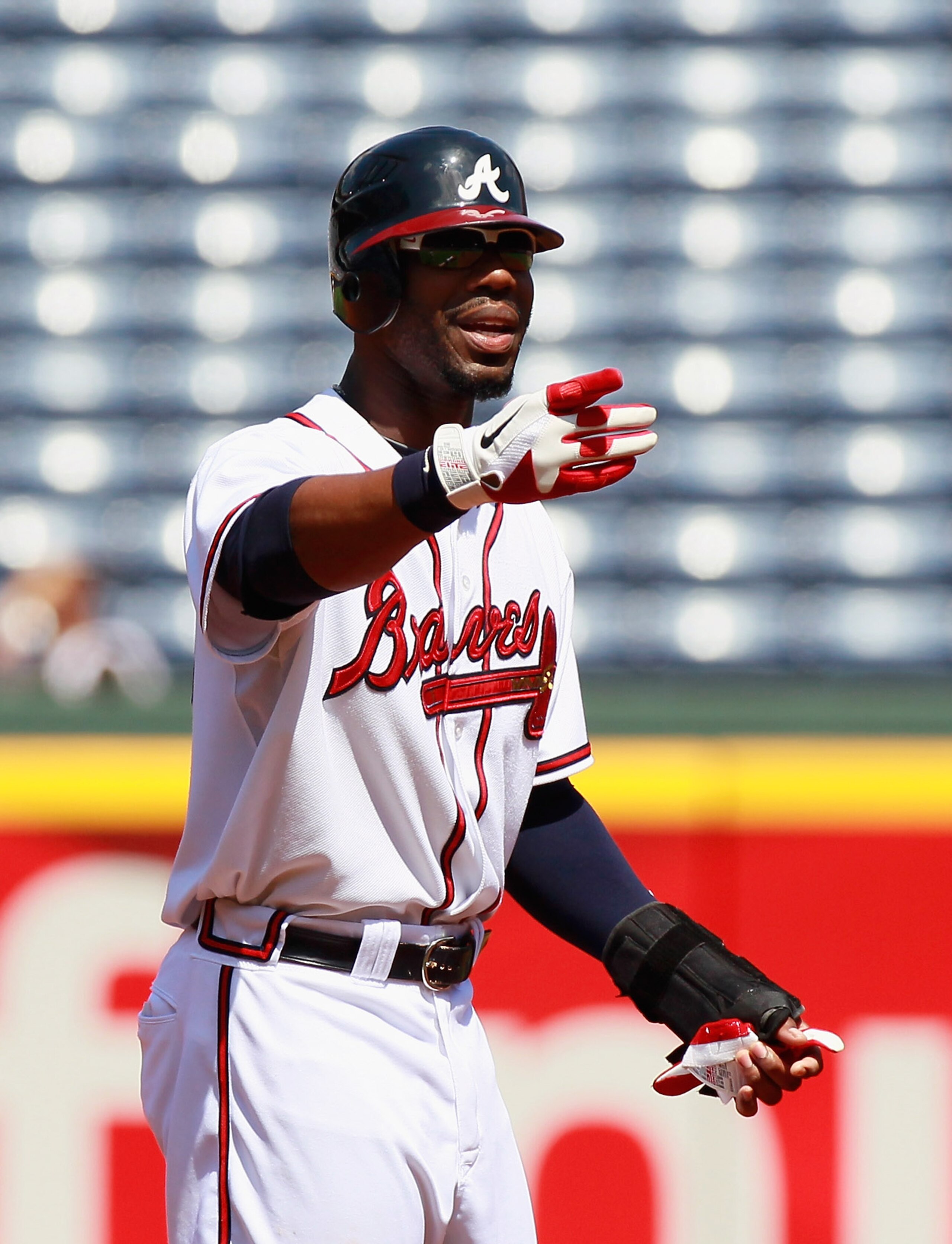ATLANTA - SEPTEMBER 15: Jason Heyward #22 of the Atlanta Braves reacts after he was called out against the Washington Nationals at Turner Field on September 15, 2010 in Atlanta, Georgia. (Photo by Kevin C. Cox/Getty Images) ATLANTA - SEPTEMBER 15: Jason Heyward #22 of the Atlanta Braves reacts after he was called out against the Washington Nationals at Turner Field on September 15, 2010 in Atlanta, Georgia. (Photo by Kevin C. Cox/Getty Images)