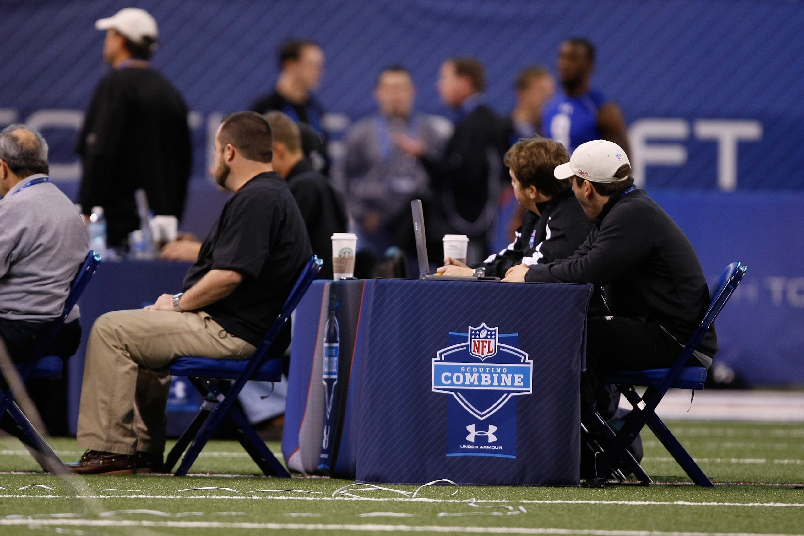 INDIANAPOLIS, IN - MARCH 2: Coaches evaluate players during the NFL Scouting Combine presented by Under Armour at Lucas Oil Stadium on March 2, 2010 in Indianapolis, Indiana. (Photo by Scott Boehm/Getty Images) INDIANAPOLIS, IN - MARCH 2: Coaches evaluate players during the NFL Scouting Combine presented by Under Armour at Lucas Oil Stadium on March 2, 2010 in Indianapolis, Indiana. (Photo by Scott Boehm/Getty Images)