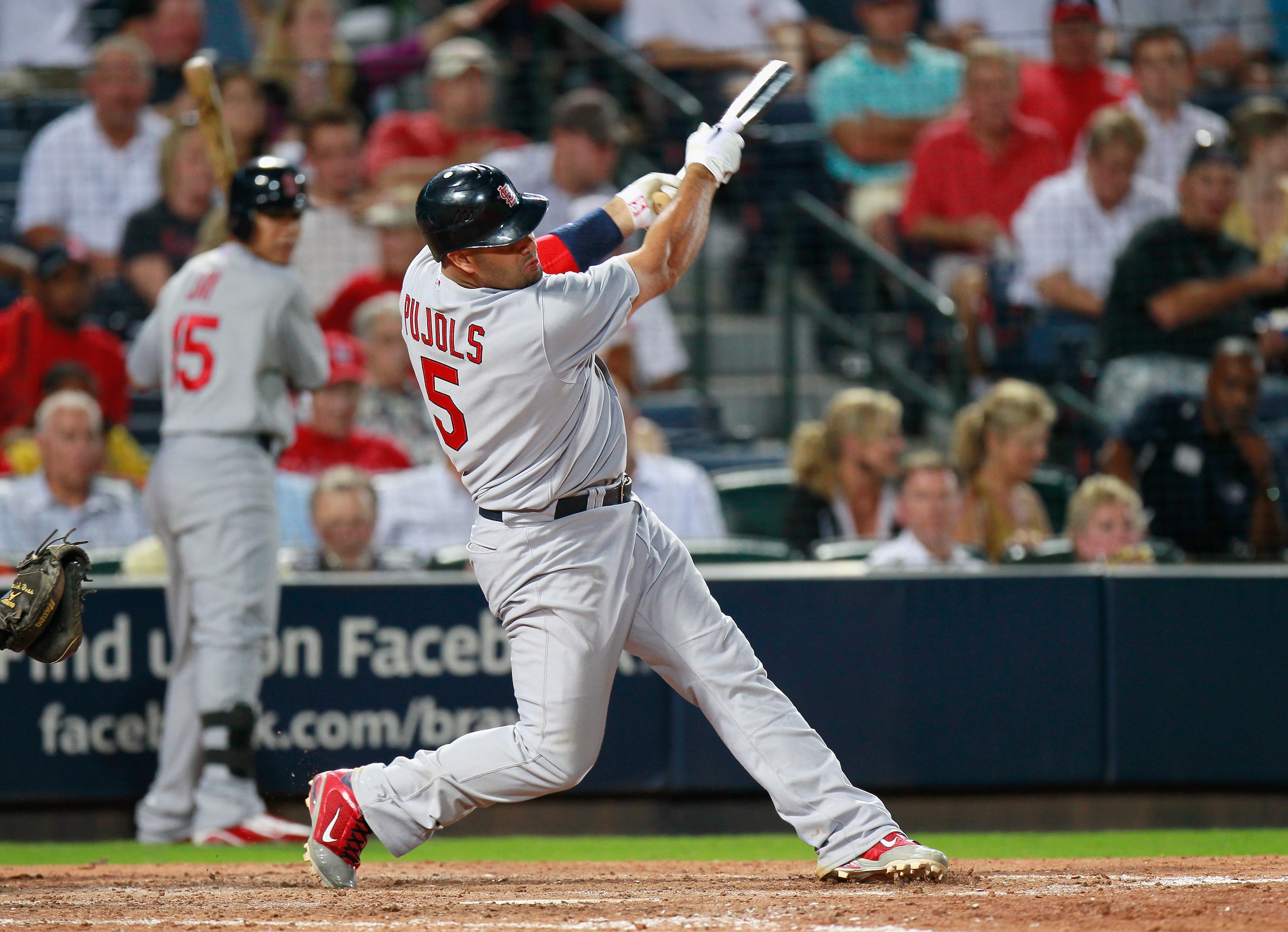 ATLANTA - SEPTEMBER 09:  Albert Pujols #5 of the St. Louis Cardinals against the Atlanta Braves at Turner Field on September 9, 2010 in Atlanta, Georgia.  (Photo by Kevin C. Cox/Getty Images)