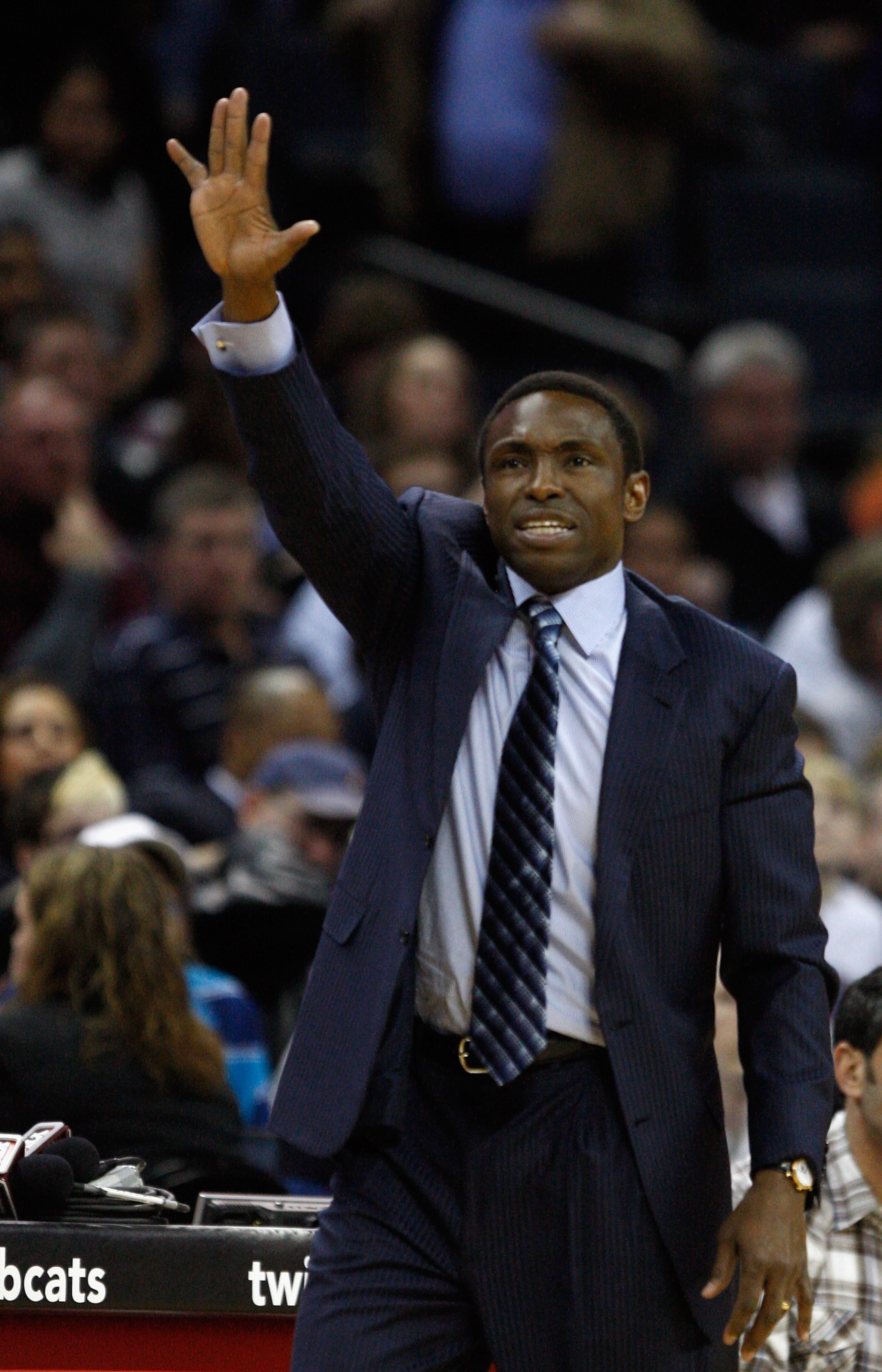 CHARLOTTE, NC - FEBRUARY 11:  Head coach Avery Johnson of the New Jersey Nets calls a play against the Charlotte Bobcats during their game at Time Warner Cable Arena on February 11, 2011 in Charlotte, North Carolina. NOTE TO USER: User expressly acknowled