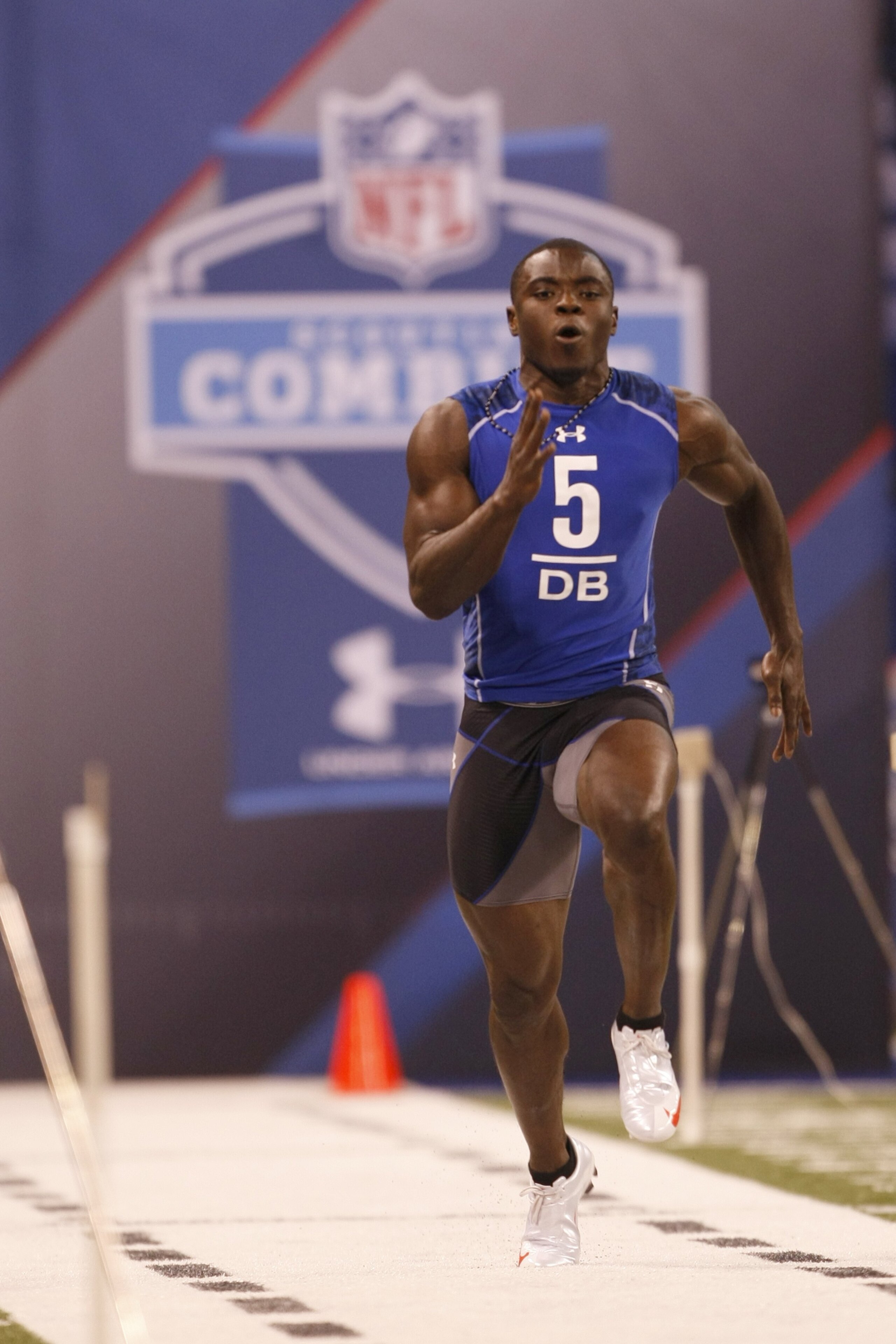 INDIANAPOLIS, IN - MARCH 2: Defensive back Larry Asante of Nebraska runs the 40 yard dash during the NFL Scouting Combine presented by Under Armour at Lucas Oil Stadium on March 2, 2010 in Indianapolis, Indiana. (Photo by Scott Boehm/Getty Images) INDIANAPOLIS, IN - MARCH 2: Defensive back Larry Asante of Nebraska runs the 40 yard dash during the NFL Scouting Combine presented by Under Armour at Lucas Oil Stadium on March 2, 2010 in Indianapolis, Indiana. (Photo by Scott Boehm/Getty Images)