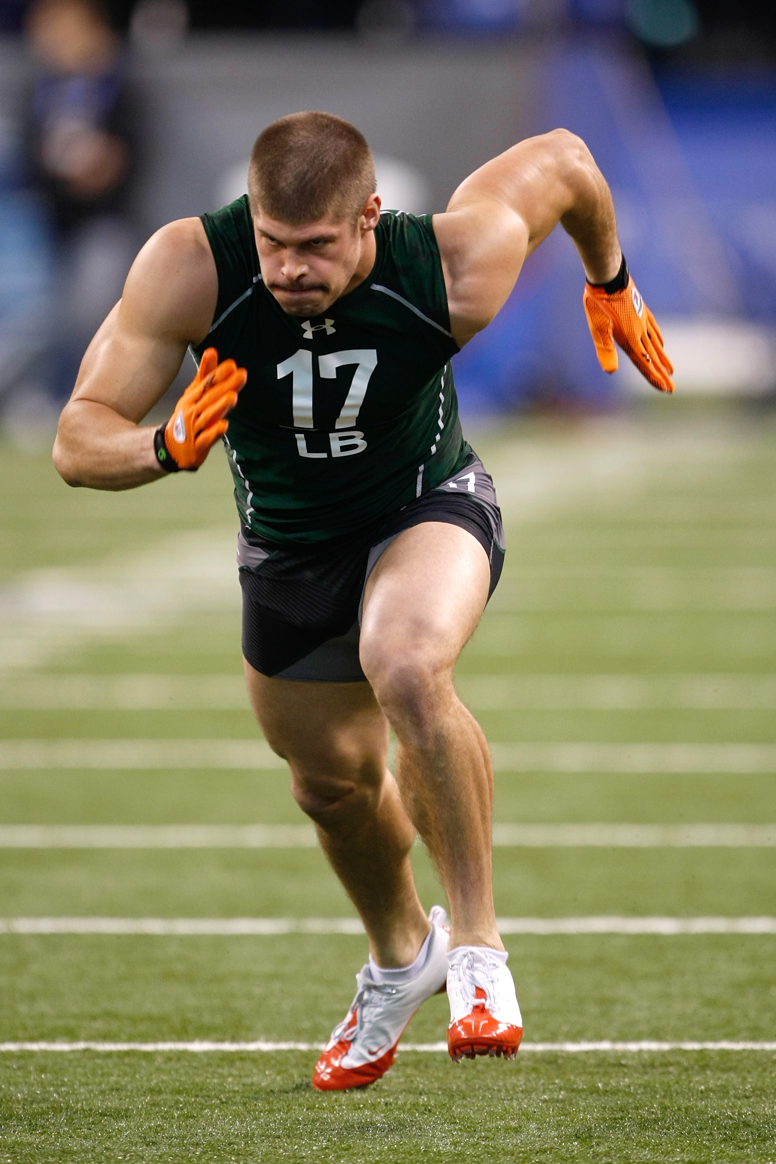 INDIANAPOLIS, IN - MARCH 1: Linebacker Joshua Hull of Penn State runs in practice drills during the NFL Scouting Combine presented by Under Armour at Lucas Oil Stadium on March 1, 2010 in Indianapolis, Indiana. (Photo by Scott Boehm/Getty Images) INDIANAPOLIS, IN - MARCH 1: Linebacker Joshua Hull of Penn State runs in practice drills during the NFL Scouting Combine presented by Under Armour at Lucas Oil Stadium on March 1, 2010 in Indianapolis, Indiana. (Photo by Scott Boehm/Getty Images)