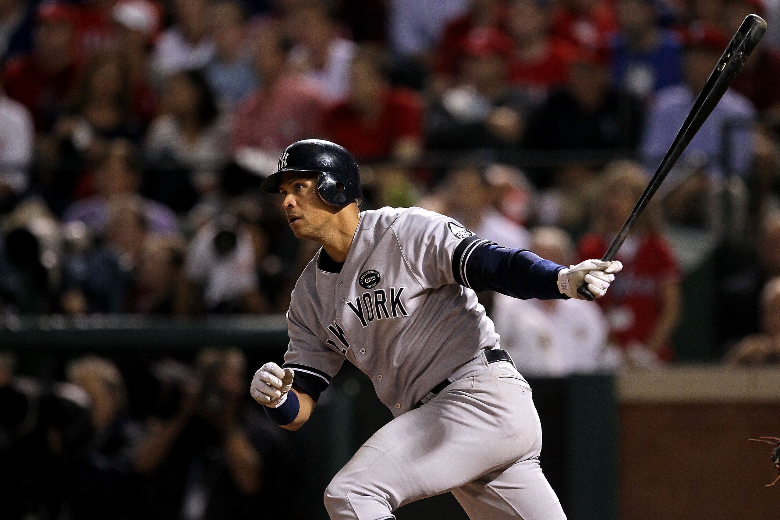 ARLINGTON, TX - OCTOBER 22:  Alex Rodriguez #13 of the New York Yankees bats against the Texas Rangers in Game Six of the ALCS during the 2010 MLB Playoffs at Rangers Ballpark in Arlington on October 22, 2010 in Arlington, Texas. The Rangers won 6-1. (Pho