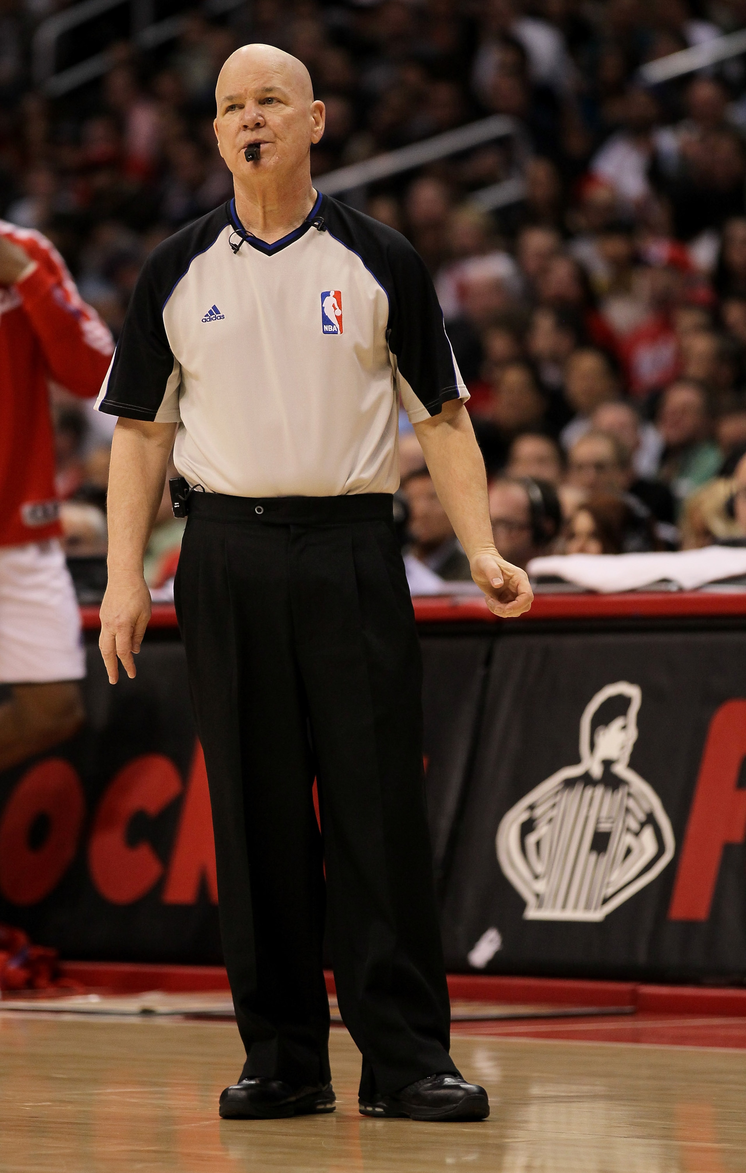 LOS ANGELES, CA - FEBRUARY 02:  Referee Joey Crawford stnads on the court during the game between the Chicago Bulls and the Los Angeles Clippers at Staples Center on February 2, 2011  in Los Angeles, California.  NOTE TO USER: User expressly acknowledges