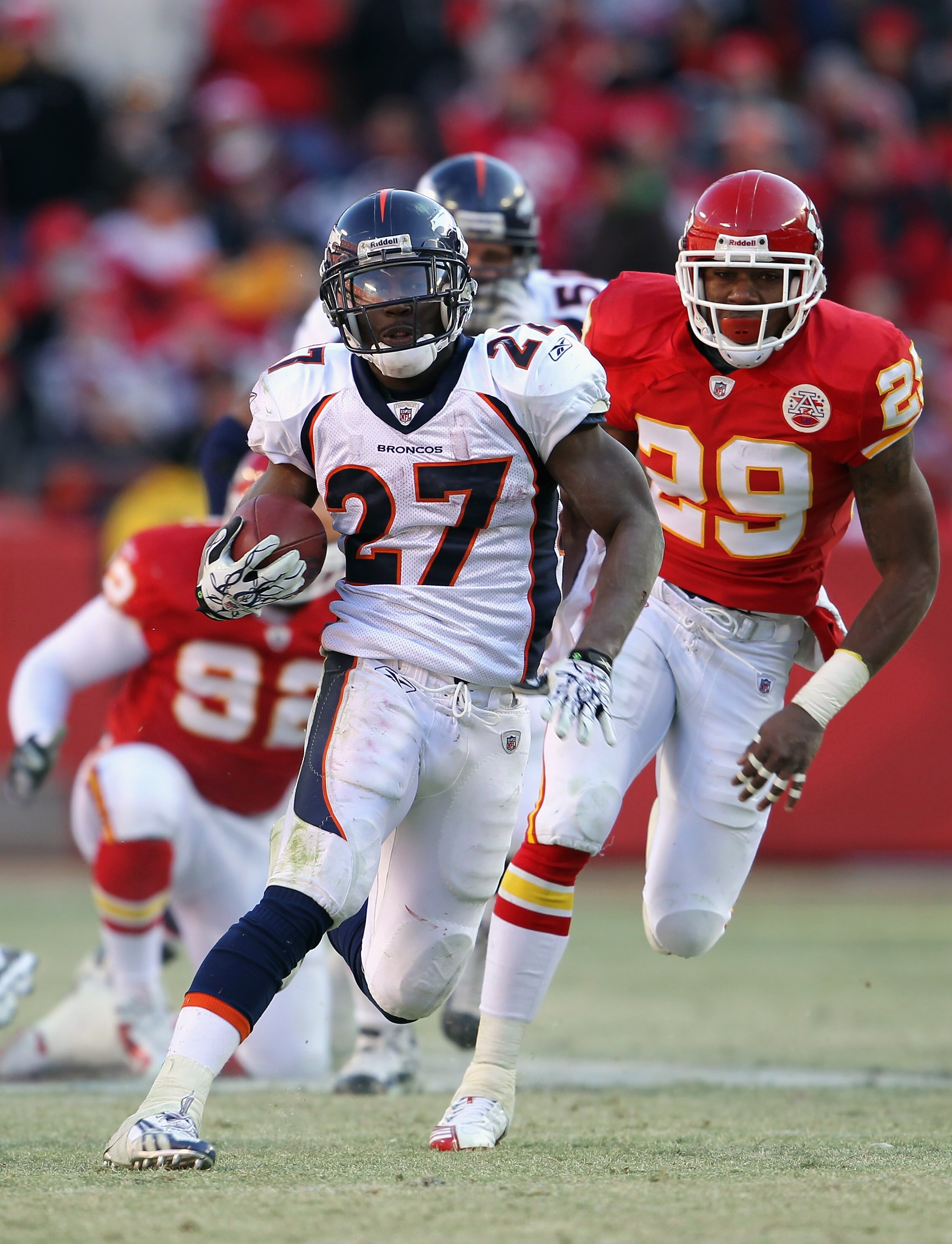 KANSAS CITY, MO - DECEMBER 05:  Knowshon Moreno #27 of the Denver Broncos in action during the game against the Kansas City Chiefs on December 5, 2010 at Arrowhead Stadium in Kansas City, Missouri.  (Photo by Jamie Squire/Getty Images)