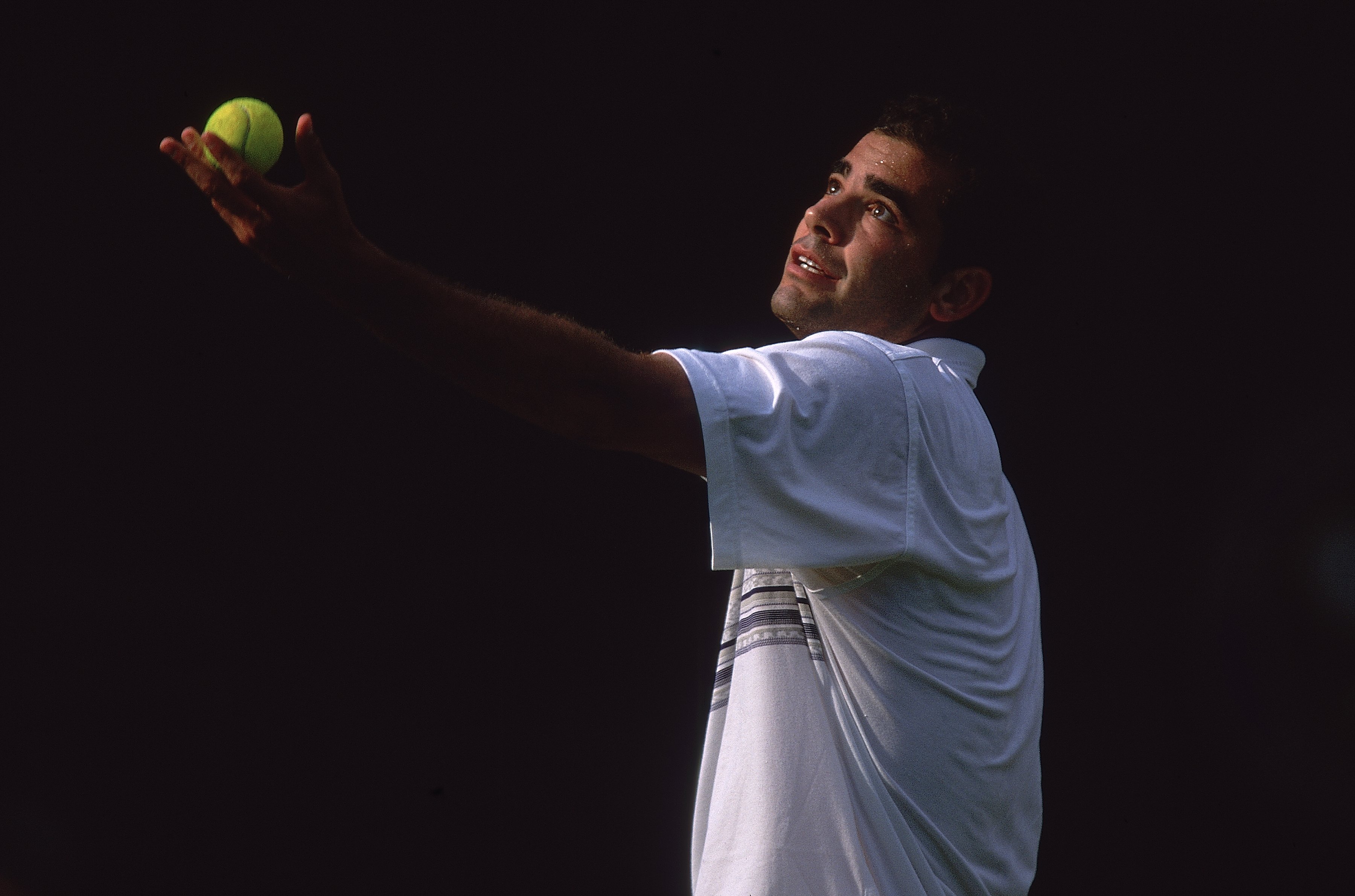 27 Jun 2001:  Pete Sampras of the USA prepares to serve during the second round of the Wimbledon Lawn Tennis Championship held at the All England Lawn Tennis and Croquet Club, in Wimbledon, London. \ Mandatory Credit: Gary M Prior/Allsport