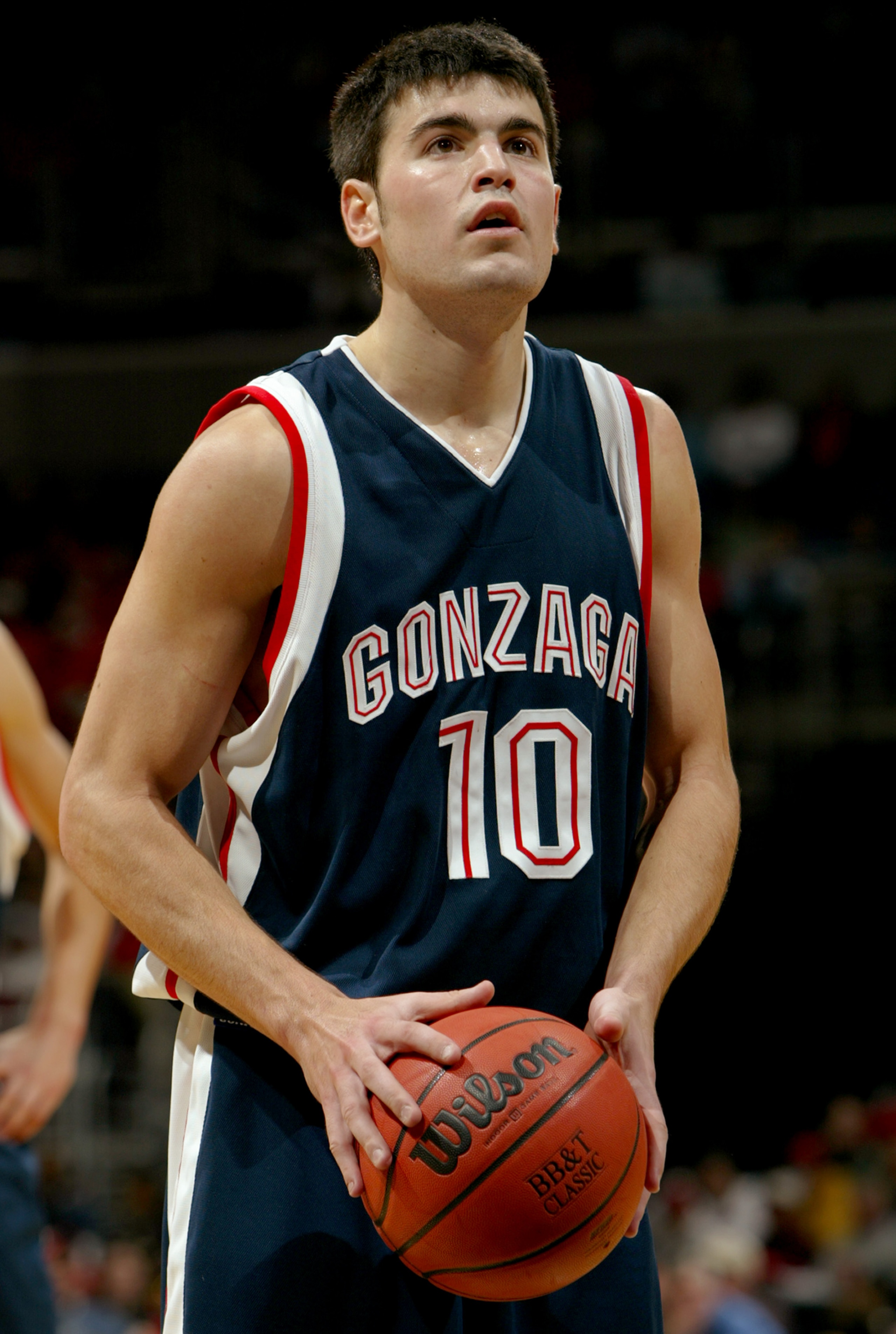 WASHINGTON - DECEMBER 6:  Blake Stepp #10 of the Gonzaga Bulldogs shoots a free throw during the game against the Maryland Terrapins in the BB&T Classic at the MCI Center on December 6, 2003 in Washington, DC.  Gonzaga defeated Maryland 82-68. (Photo by D