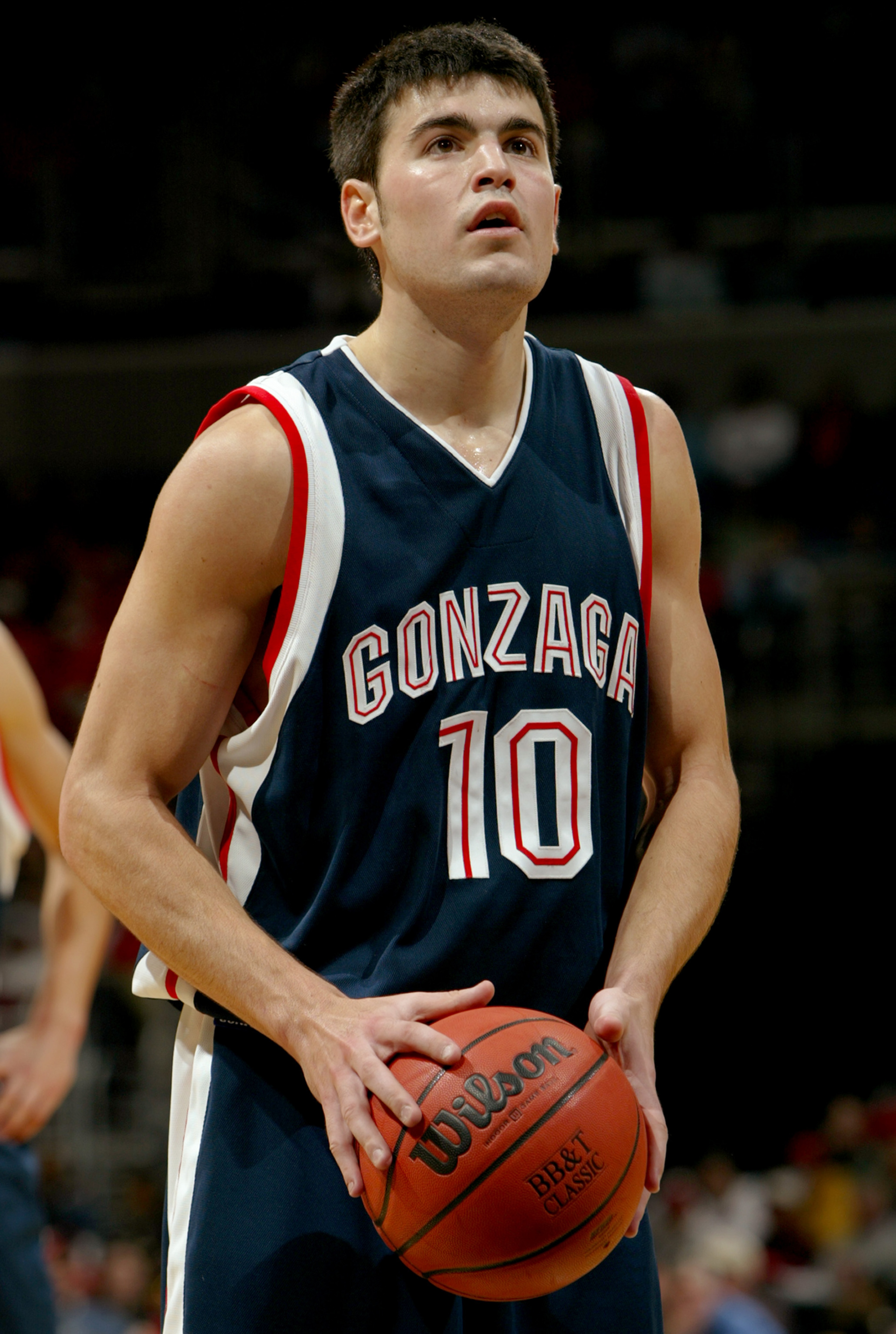 WASHINGTON - DECEMBER 6:  Blake Stepp #10 of the Gonzaga Bulldogs shoots a free throw during the game against the Maryland Terrapins in the BB&T Classic at the MCI Center on December 6, 2003 in Washington, DC.  Gonzaga defeated Maryland 82-68. (Photo by D