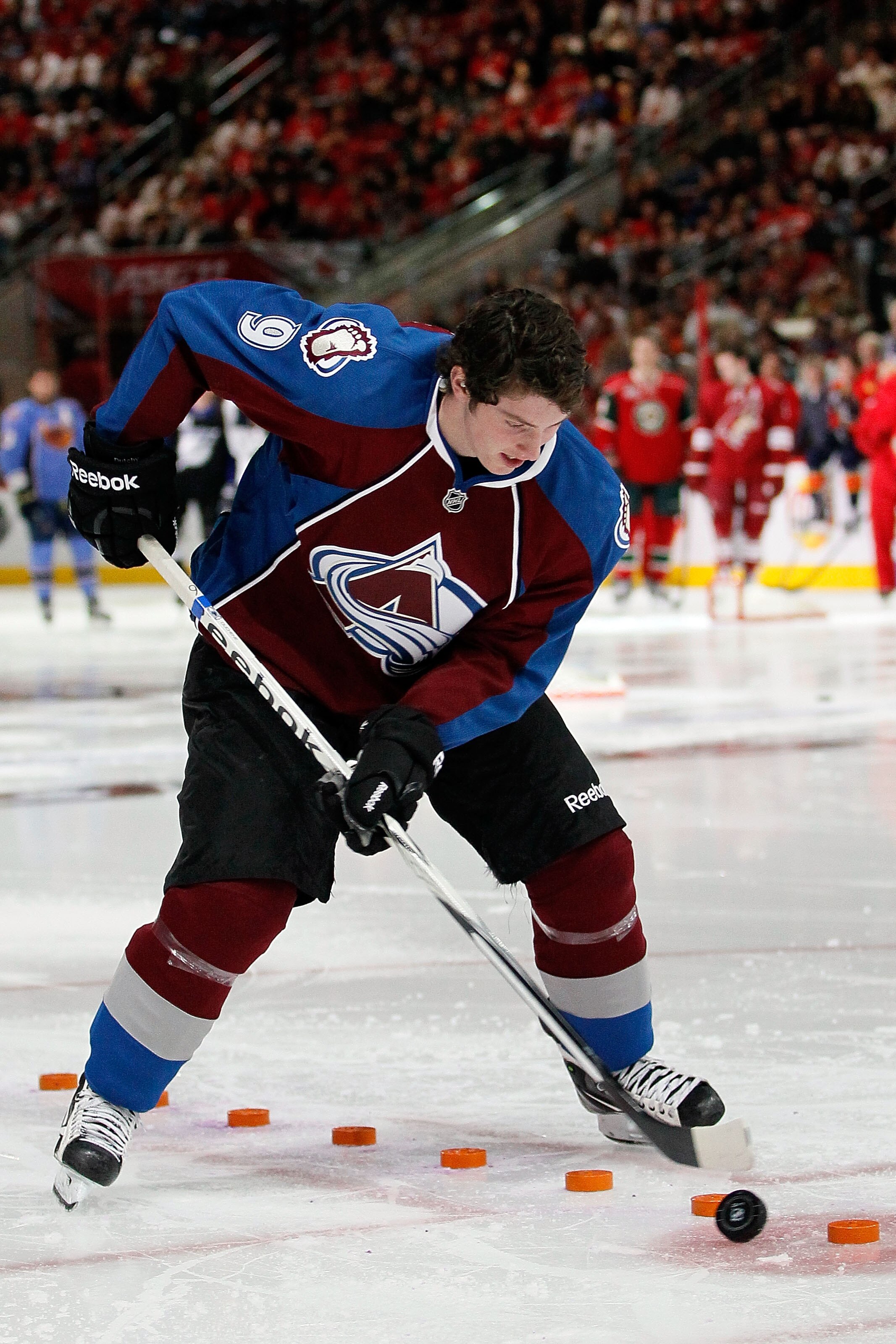 RALEIGH, NC - JANUARY 29:  Matt Duchene #9 of the Colorado Avalanche participates in the skills challenge relay during the Honda NHL SuperSkills competition part of 2011 NHL All-Star Weekend at the RBC Center on January 29, 2011 in Raleigh, North Carolina