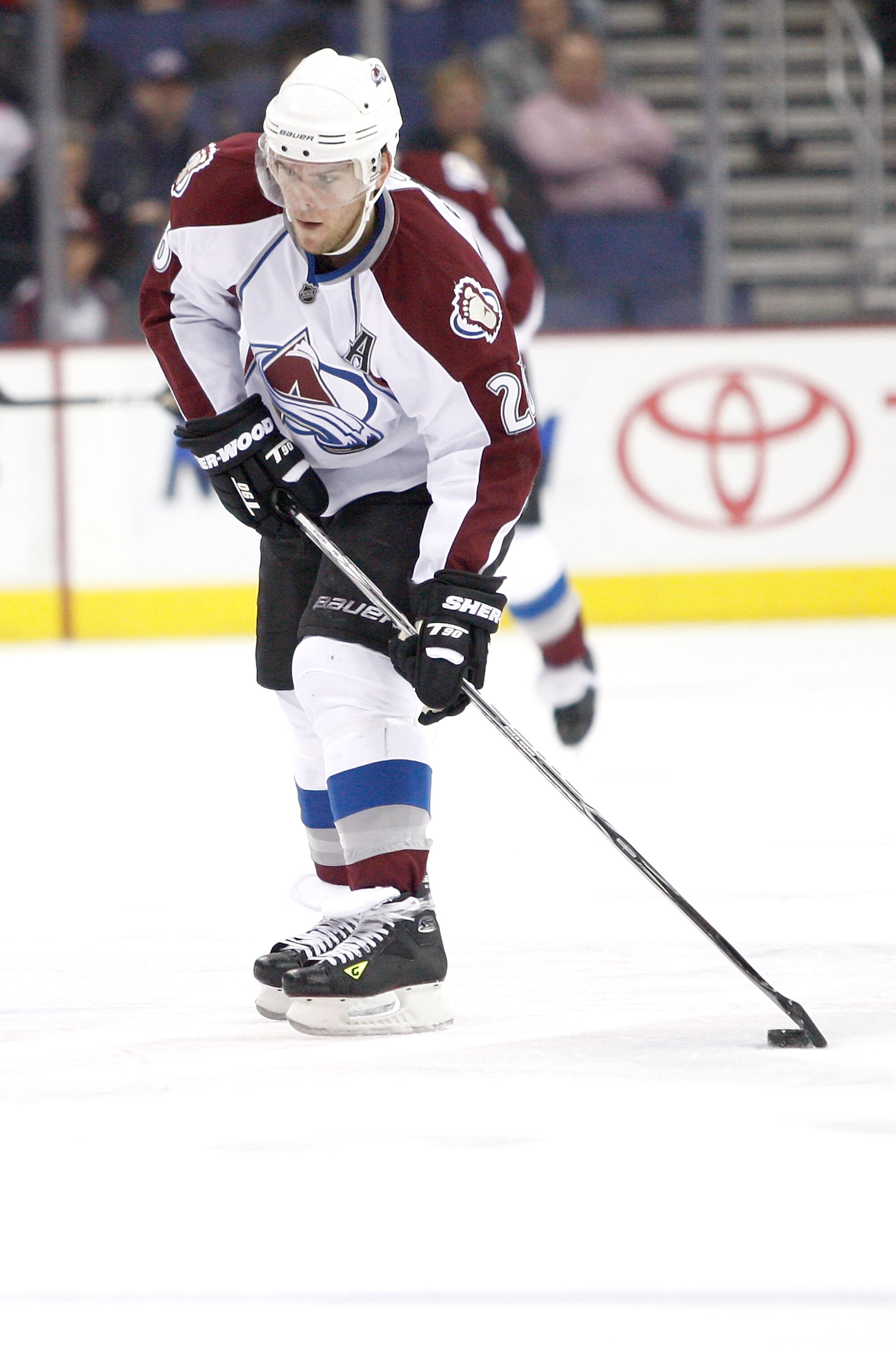 COLUMBUS, OH - FEBRUARY 11:  Paul Stastny #26 of the Colorado Avalanche skates with the puck during a game against the Columbus Blue Jackets on February 11, 2011 at Nationwide Arena in Columbus, Ohio. (Photo by John Grieshop/Getty Images)