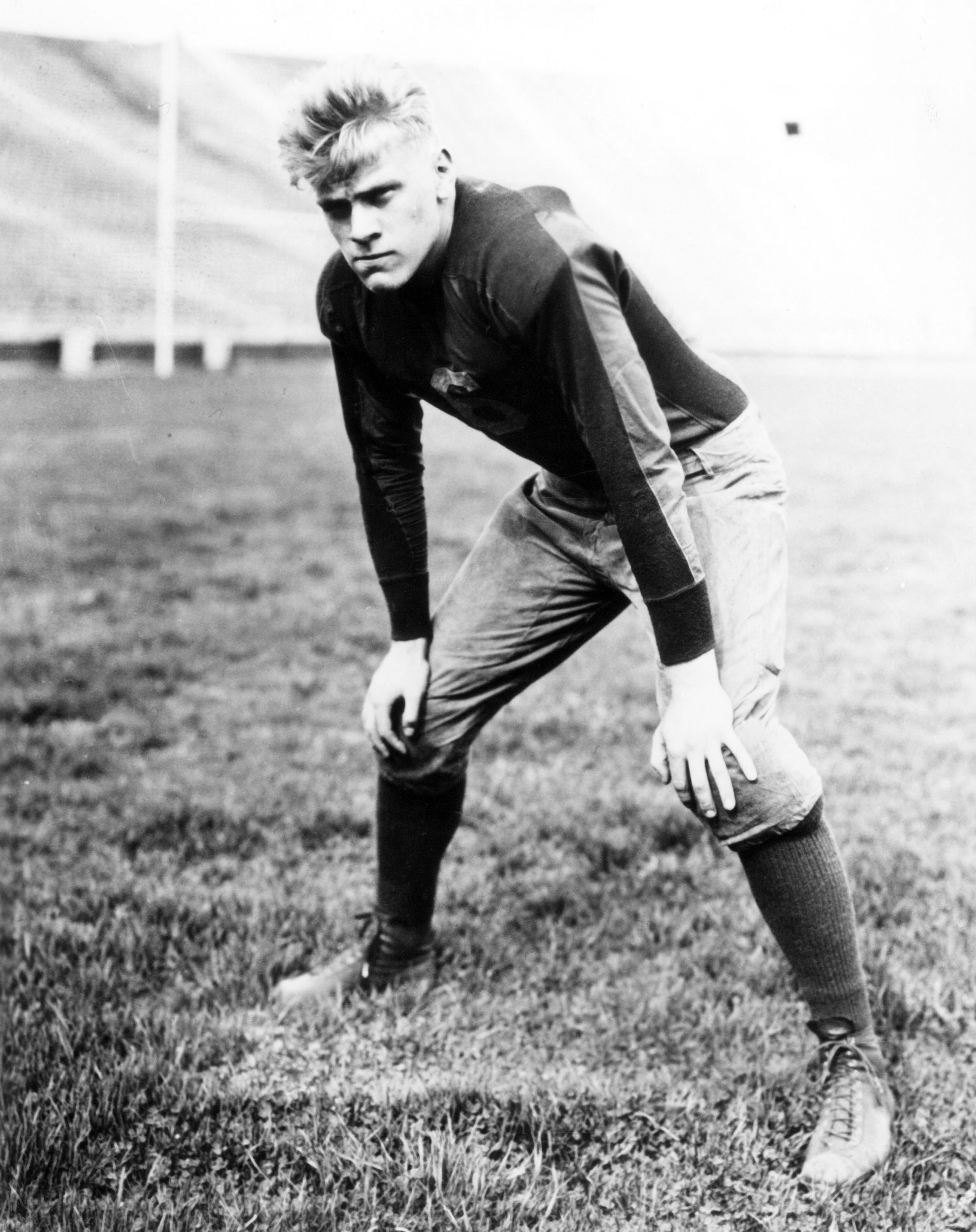 Former President Gerald Ford played center for the University of Michigan Wolverines. This photo was shot in 1934. (Photo by Michigan University/Getty Images)