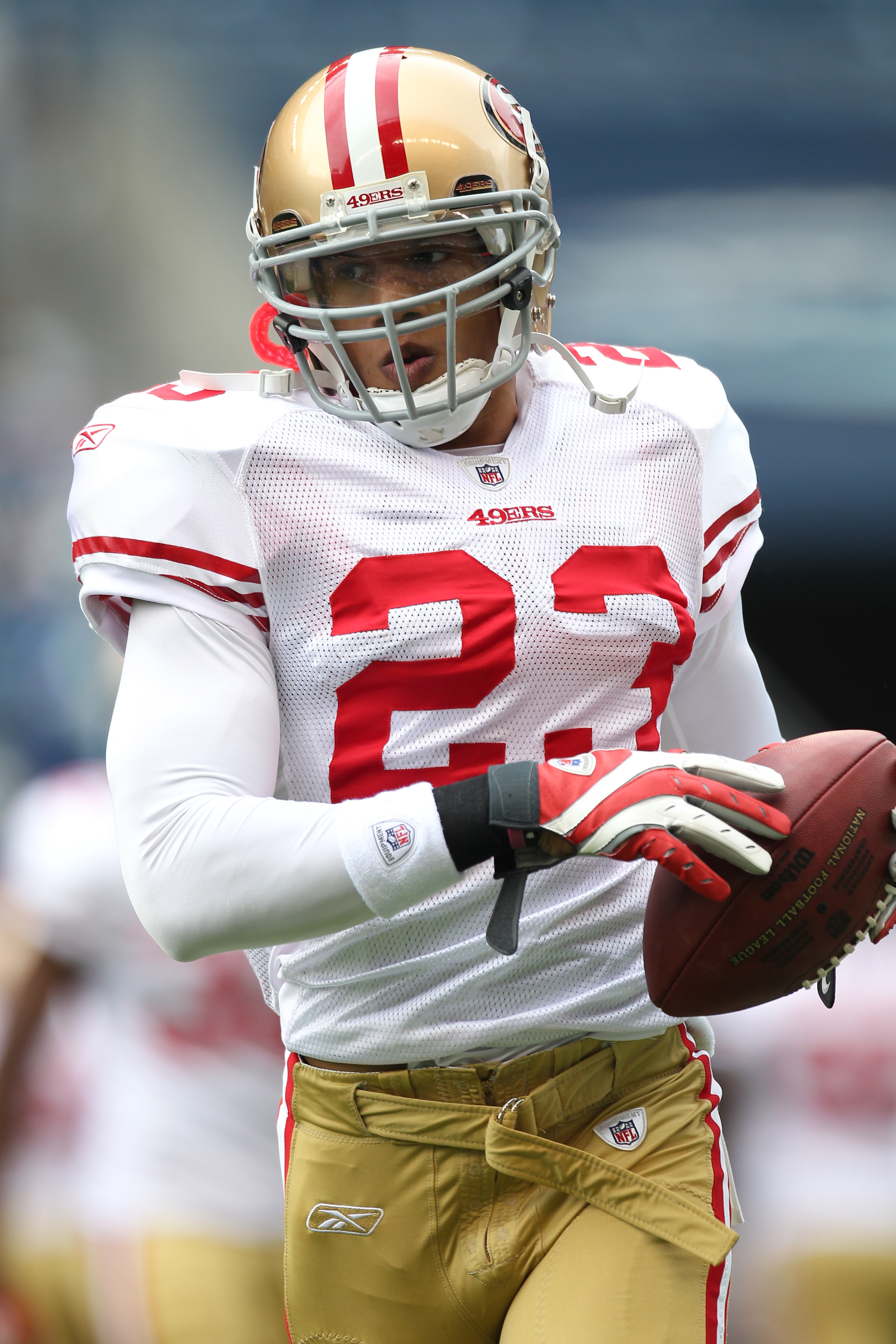 SEATTLE - SEPTEMBER 12: Safety Taylor Mays #23 of the San Francisco 49ers warms up prior to the NFL season opener against the Seattle Seahawks at Qwest Field on September 12, 2010 in Seattle, Washington. (Photo by Otto Greule Jr/Getty Images) SEATTLE - SEPTEMBER 12: Safety Taylor Mays #23 of the San Francisco 49ers warms up prior to the NFL season opener against the Seattle Seahawks at Qwest Field on September 12, 2010 in Seattle, Washington. (Photo by Otto Greule Jr/Getty Images)