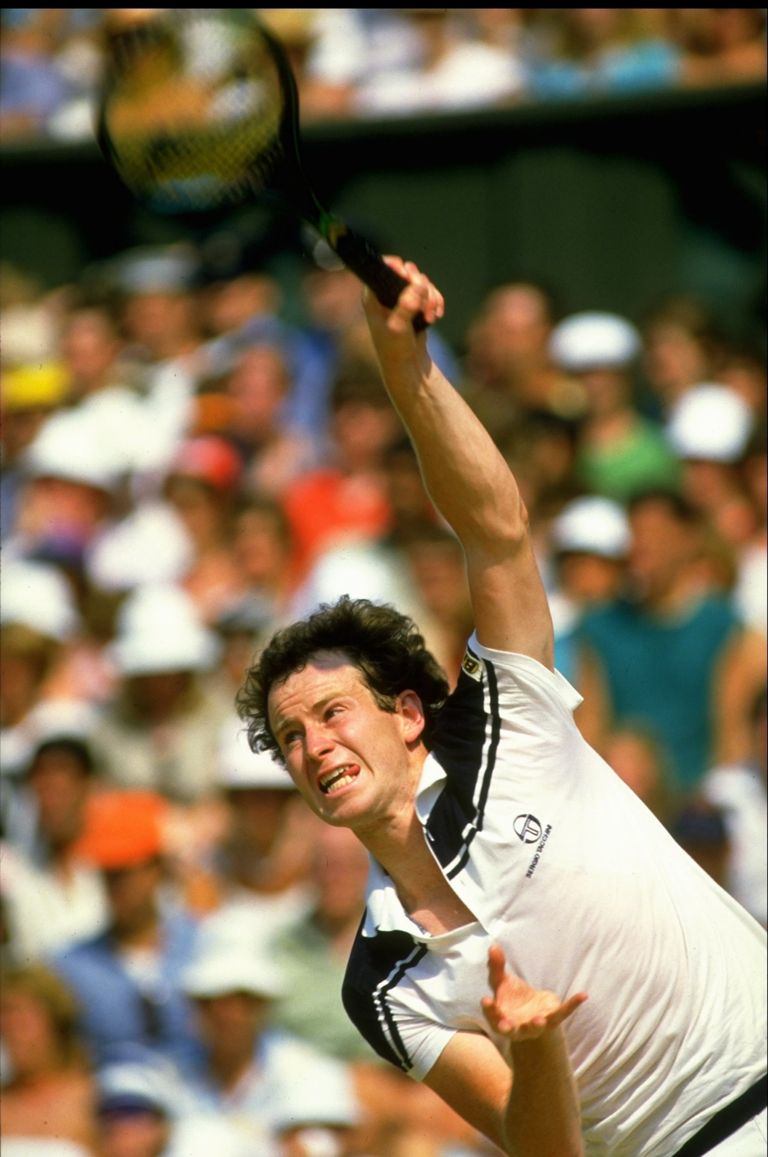 Jun-Jul 1984:  John McEnroe of the USA in action during the Lawn Tennis Championships at Wimbledon in London. \ Mandatory Credit: Allsport UK /Allsport