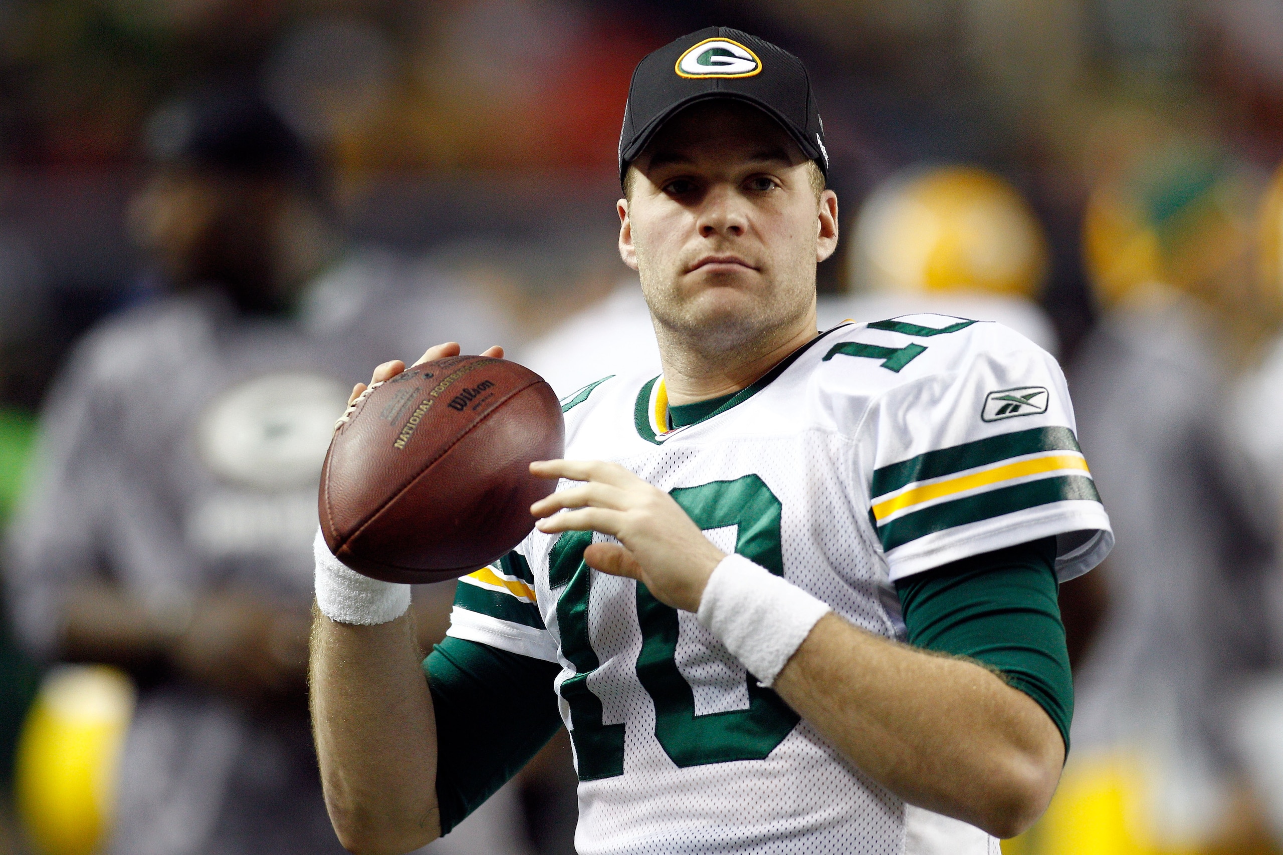 ATLANTA, GA - JANUARY 15: Matt Flynn #10 of the Green Bay Packers losens up on the sideline against the Atlanta Falcons during their 2011 NFC divisional playoff game at Georgia Dome on January 15, 2011 in Atlanta, Georgia. (Photo by Chris Graythen/Getty ATLANTA, GA - JANUARY 15: Matt Flynn #10 of the Green Bay Packers losens up on the sideline against the Atlanta Falcons during their 2011 NFC divisional playoff game at Georgia Dome on January 15, 2011 in Atlanta, Georgia. (Photo by Chris Graythen/Getty