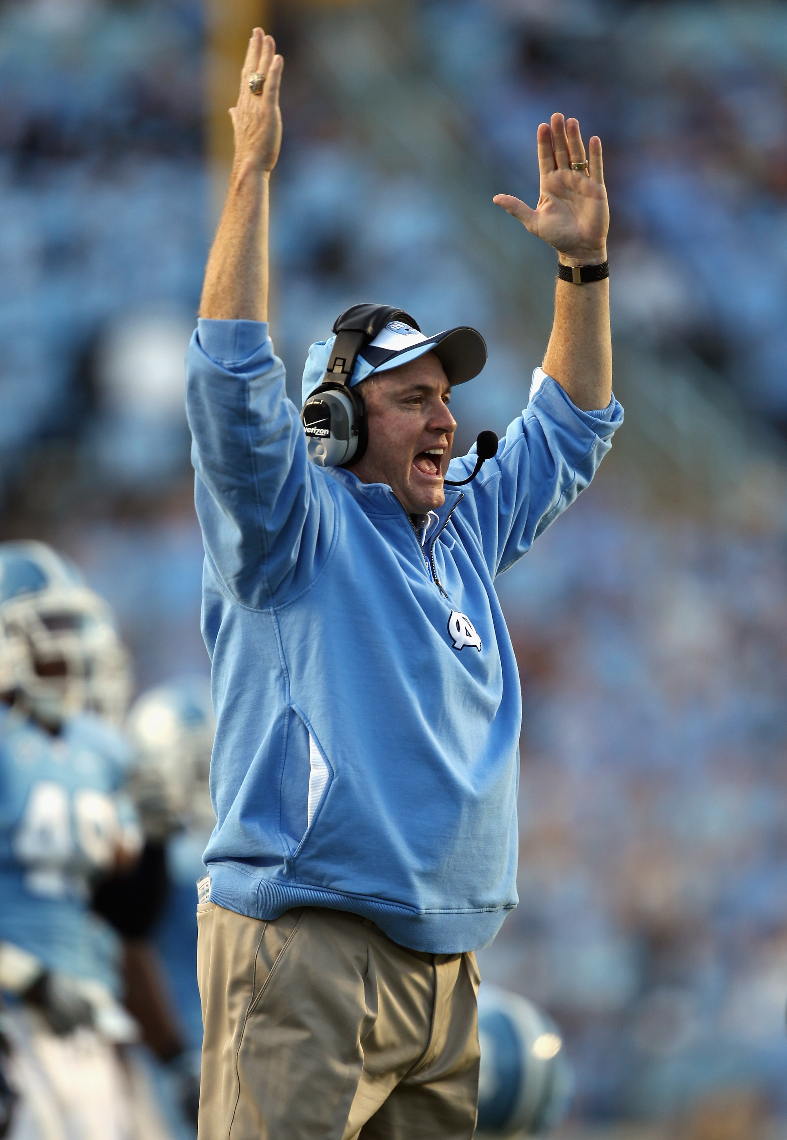 CHAPEL HILL, NC - NOVEMBER 13: Head coach Butch Davis of the North Carolina Tar Heels reacts to a play against the Virginia Tech Hokies during their game at Kenan Stadium on November 13, 2010 in Chapel Hill, North Carolina. (Photo by Streeter Lecka/Gett CHAPEL HILL, NC - NOVEMBER 13: Head coach Butch Davis of the North Carolina Tar Heels reacts to a play against the Virginia Tech Hokies during their game at Kenan Stadium on November 13, 2010 in Chapel Hill, North Carolina. (Photo by Streeter Lecka/Gett