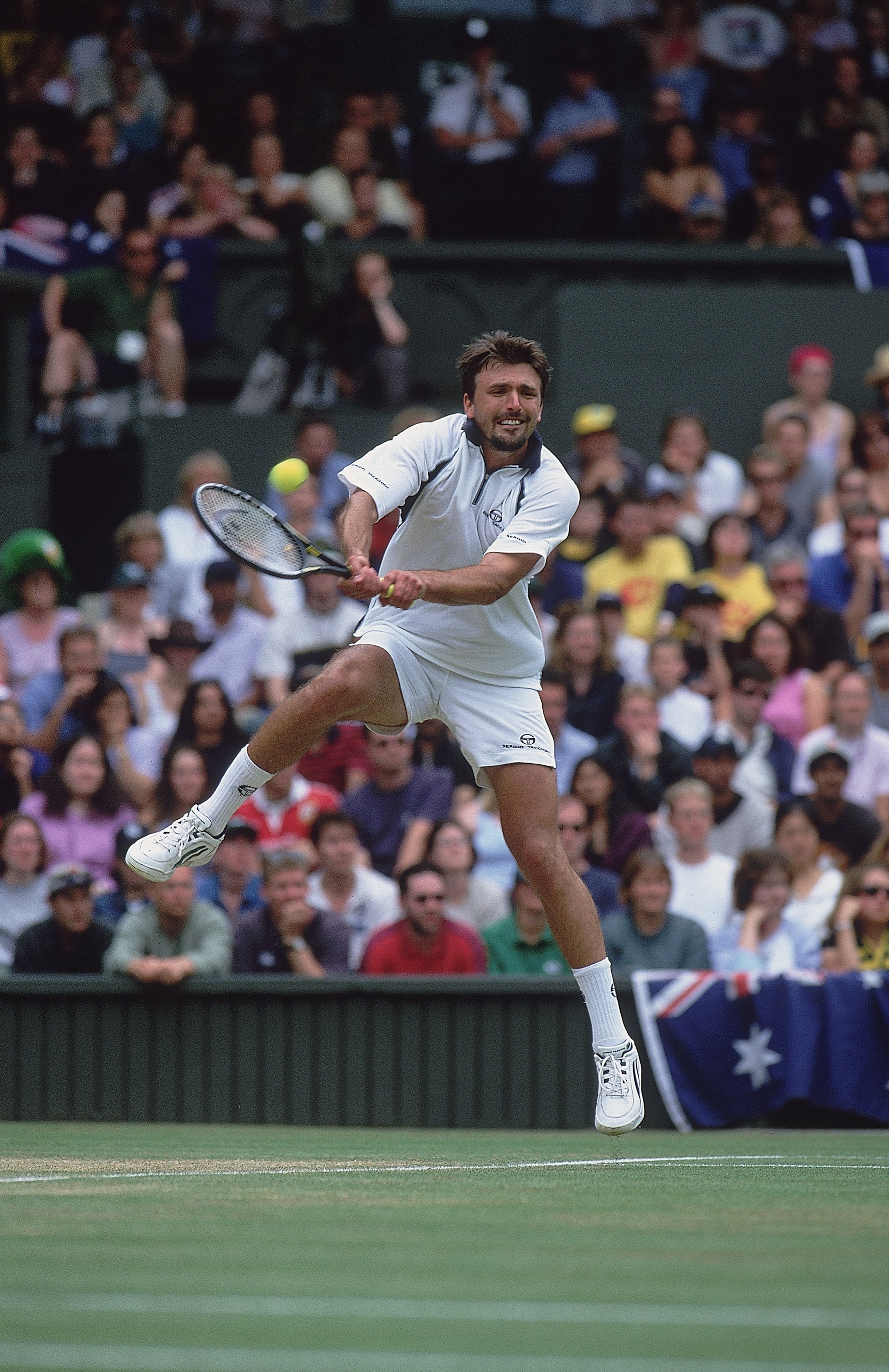 9 Jul 2001:  Goran Ivanisevic of Croatia in action during the men's final of the Wimbledon Lawn Tennis Championship held at the All England Lawn Tennis and Croquet Club, in Wimbledon, London. \ Mandatory Credit: Gary M Prior/Allsport