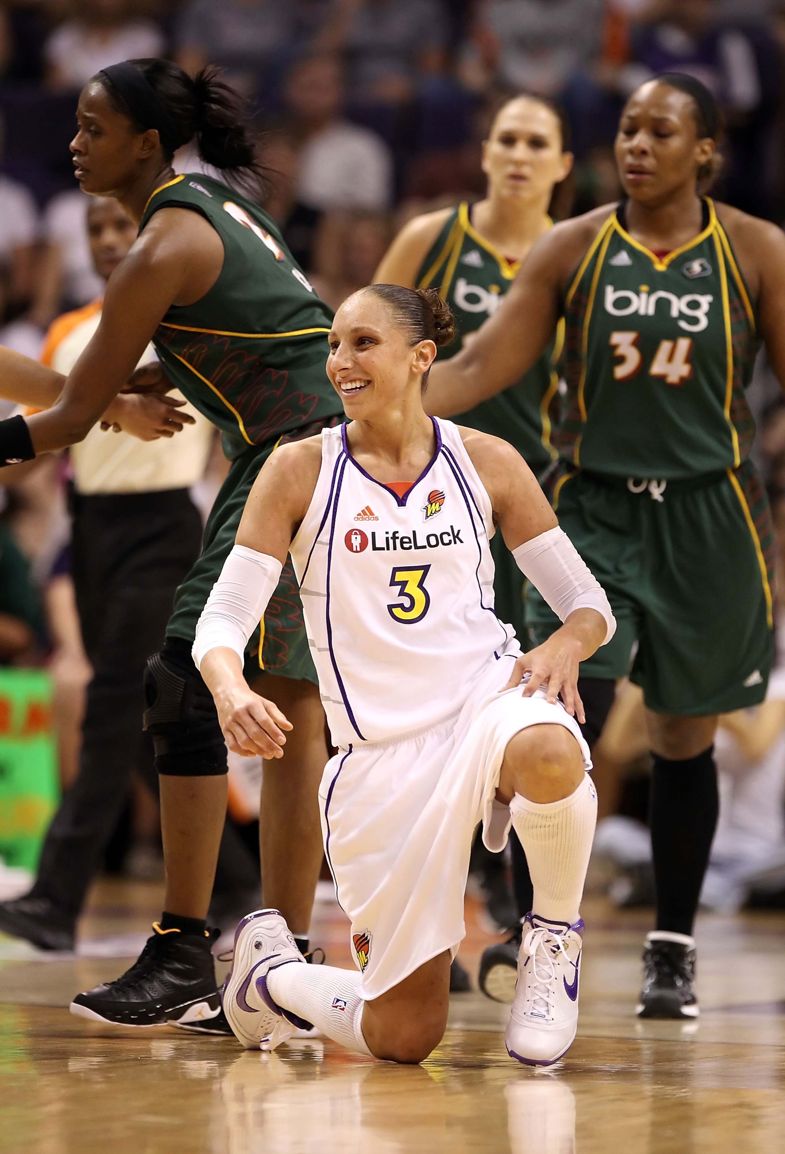 PHOENIX - SEPTEMBER 05:  Diana Taurasi #3 of the Phoenix Mercury in Game Two of the Western Conference Finals against the Seattle Storm during the 2010 WNBA Playoffs at US Airways Center on September 5, 2010 in Phoenix, Arizona.   The Storms defeated the
