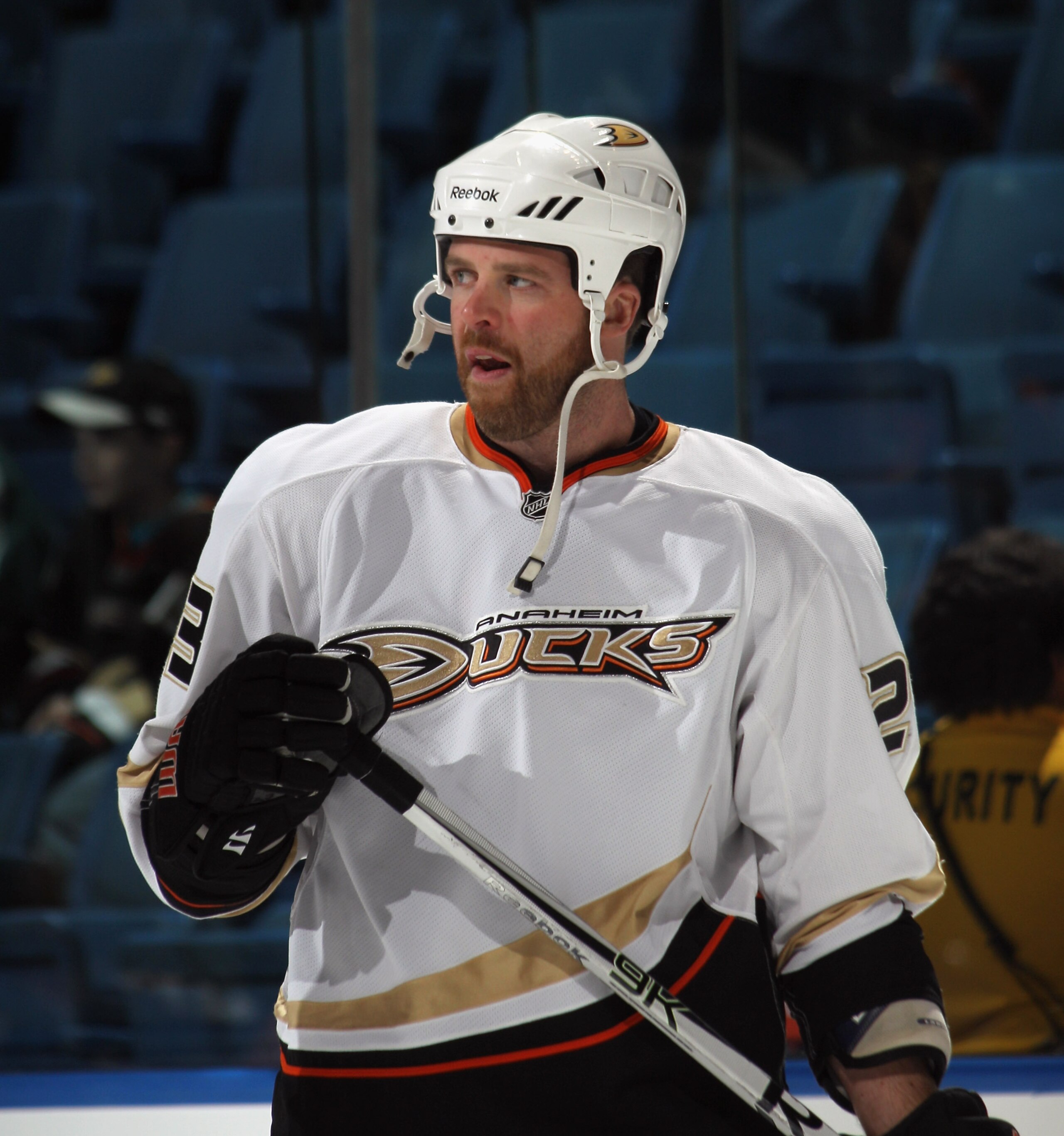 UNIONDALE, NY - DECEMBER 16: Paul Mara #23 of the Anaheim Ducks skates against the New York Islanders at the Nassau Coliseum on December 16, 2010 in Uniondale, New York.  (Photo by Bruce Bennett/Getty Images)
