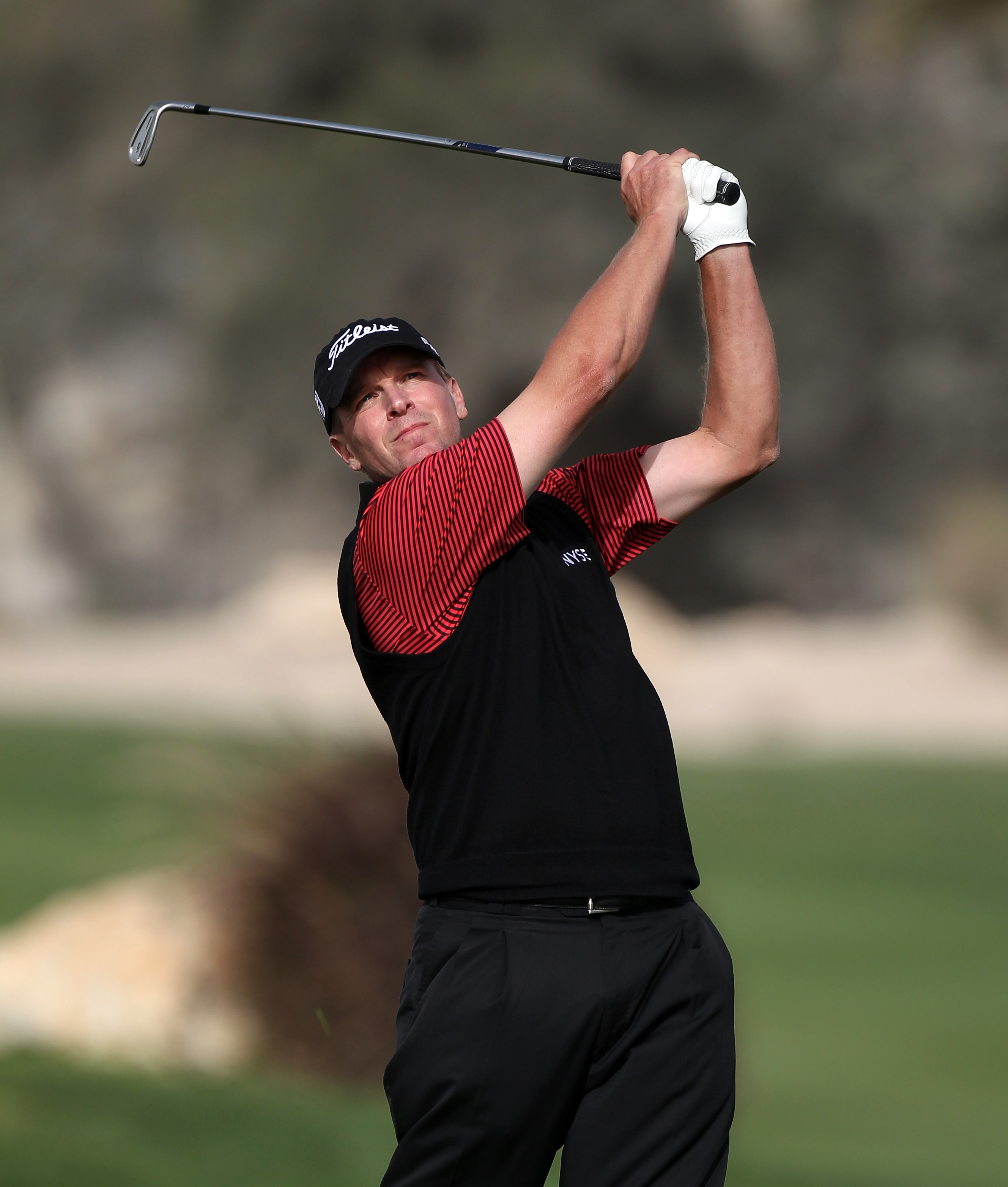 DOHA, QATAR - FEBRUARY 03:  Steve Stricker of the USA during the first round of the Commercialbank Qatar Masters at the Doha Golf Club on February 3, 2011 in Doha, Qatar.  (Photo by Ross Kinnaird/Getty Images)