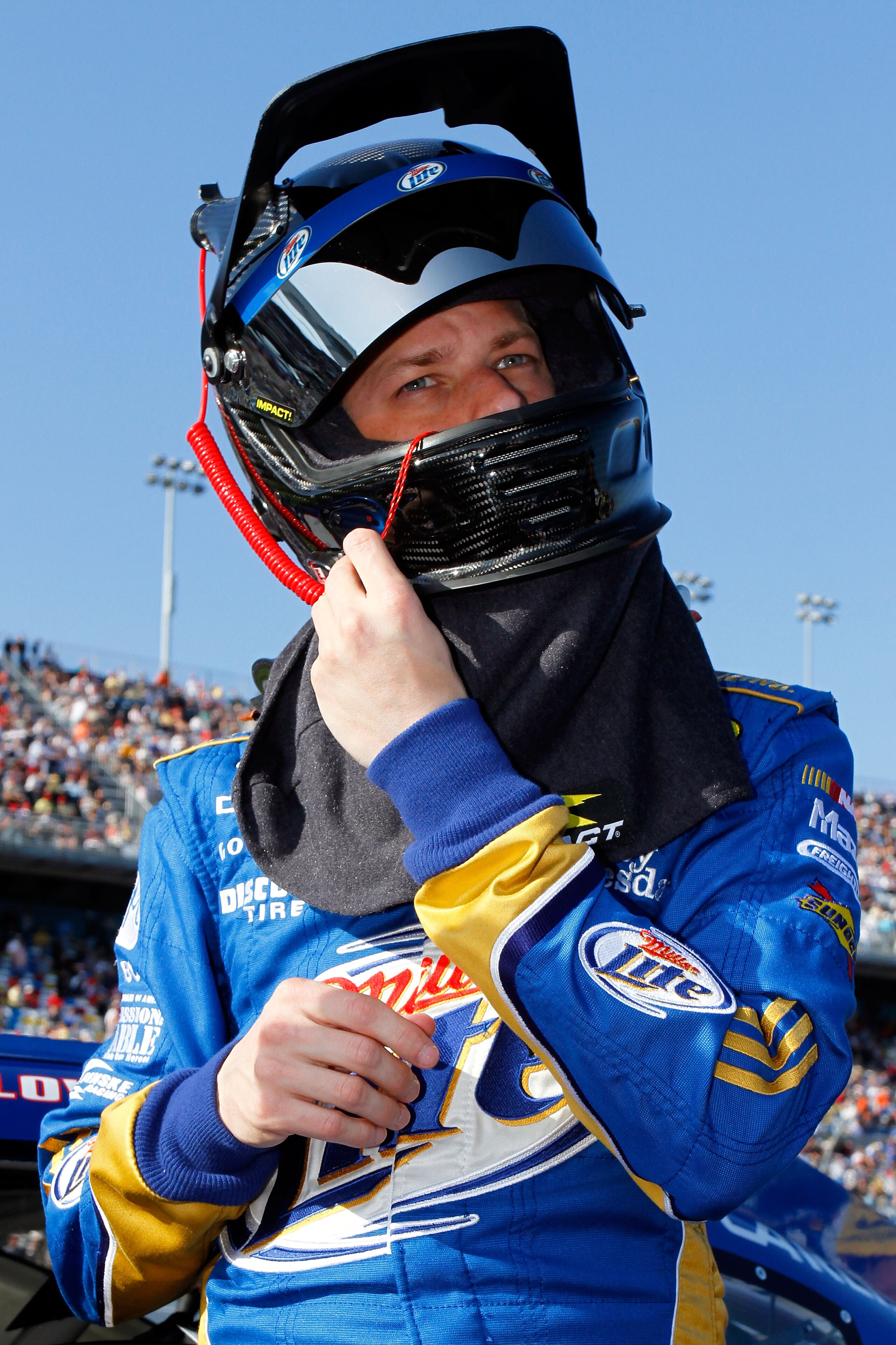 DAYTONA BEACH, FL - FEBRUARY 17:  Brad Keselowski, driver of the #2 Miller Lite Dodge, stands on the grid prior to the second race of the NASCAR Sprint Cup Series Gatorade Duel at Daytona International Speedway on February 17, 2011 in Daytona Beach, Flori