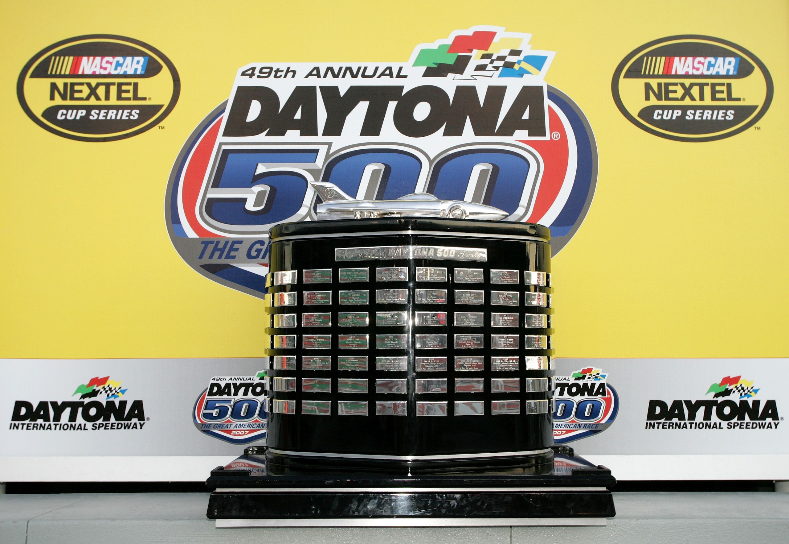 DAYTONA, FL - FEBRUARY 18:  A view of the winners trophy in victory lane during the NASCAR Nextel Cup Series Daytona 500 at Daytona International Speedway on February 18, 2007 in Daytona, Florida.  (Photo by John Harrelson/Getty Images for NASCAR)