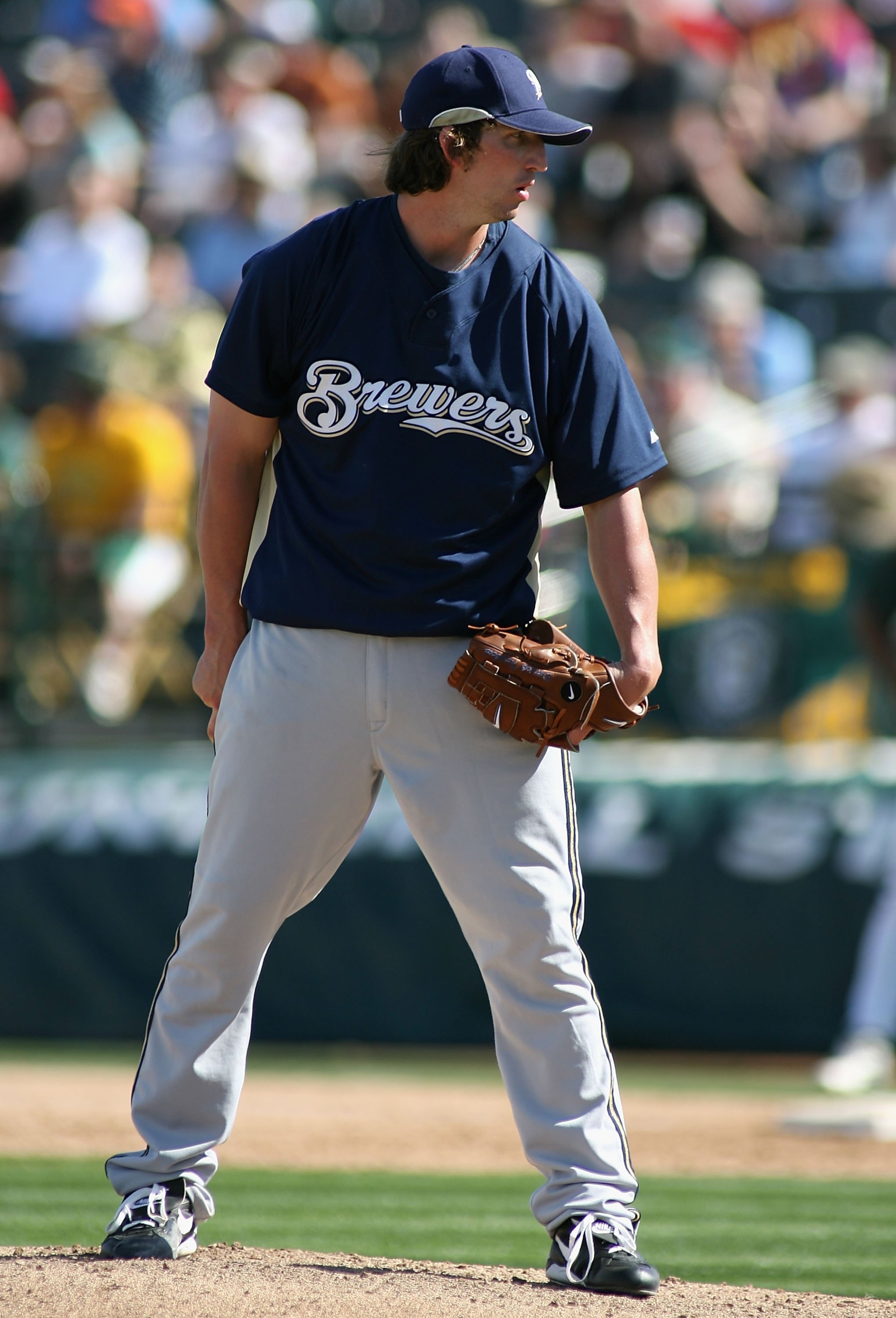 TEMPE, AZ - FEBRUARY 29:  Relief pitcher Derrick Turnbow #59 of the Milwaukee Brewers pitches during the spring training game against the Oakland Athletics at Phoenix Municipal Stadium on February 29, 2008 in Tempe, Arizona.  The A's defeated the Brewers