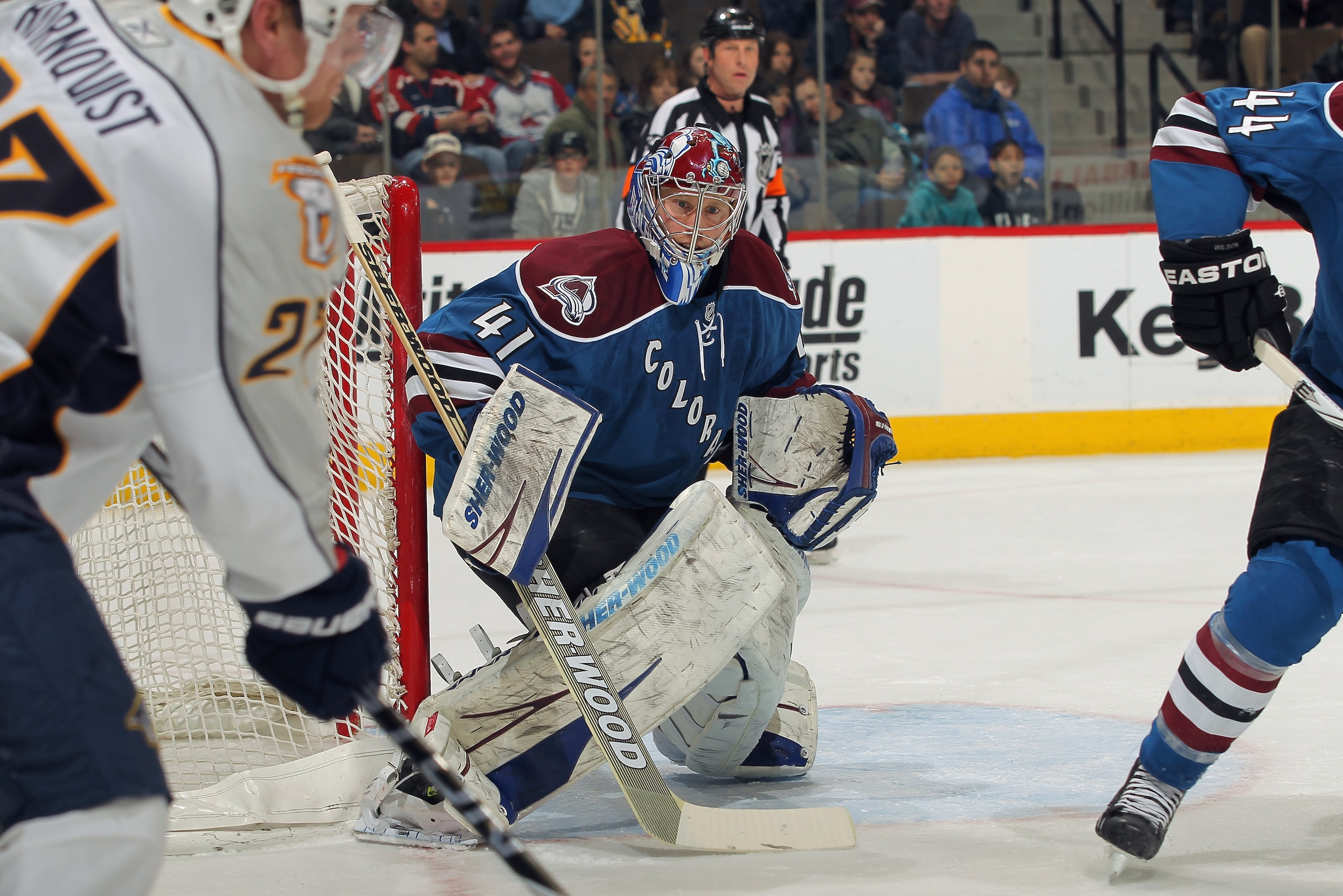 DENVER, CO - JANUARY 20:  Goalie Craig Anderson #41 of the Colorado Avalanche defends the goal against the Nashville Predators at the Pepsi Center on January 20, 2011 in Denver, Colorado.  (Photo by Doug Pensinger/Getty Images)
