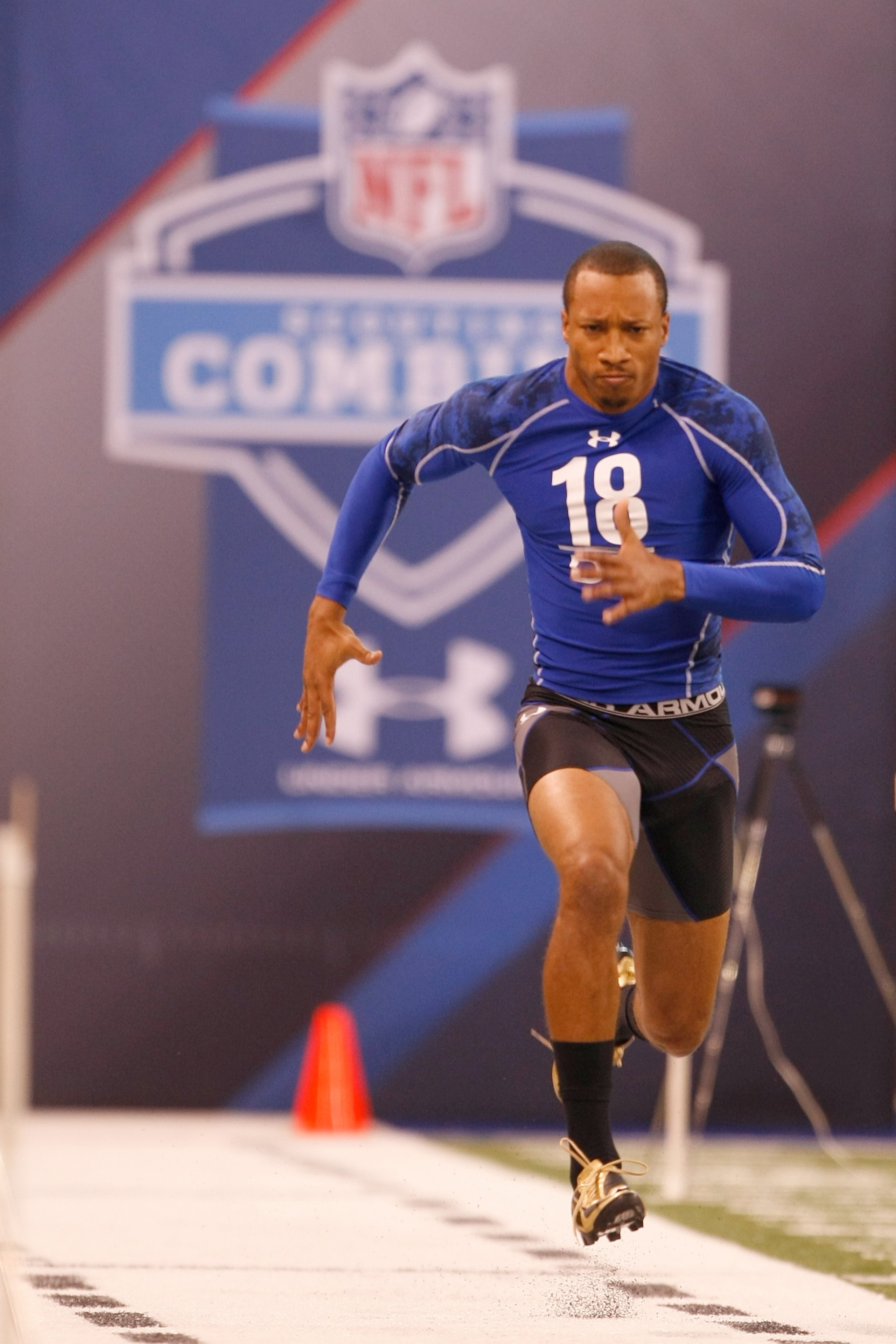 INDIANAPOLIS, IN - MARCH 2: Defensive back Brandon Ghee of Wake Forest runs the 40 yard dash during the NFL Scouting Combine presented by Under Armour at Lucas Oil Stadium on March 2, 2010 in Indianapolis, Indiana. (Photo by Scott Boehm/Getty Images) INDIANAPOLIS, IN - MARCH 2: Defensive back Brandon Ghee of Wake Forest runs the 40 yard dash during the NFL Scouting Combine presented by Under Armour at Lucas Oil Stadium on March 2, 2010 in Indianapolis, Indiana. (Photo by Scott Boehm/Getty Images)