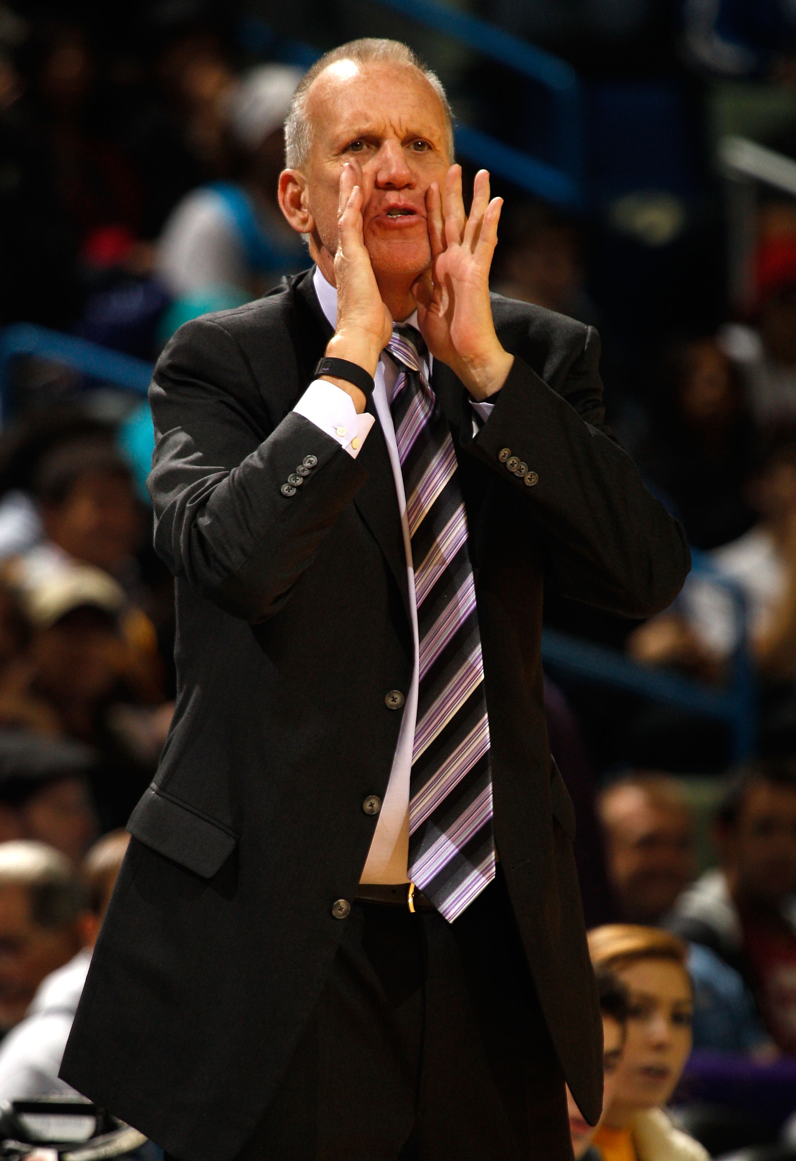 NEW ORLEANS, LA - JANUARY 03: Head coach Doug Collins of the Philadelphia 76ers calls out in the second half against the New Orleans Hornets at New Orleans Arena on January 3, 2011 in New Orleans, Louisiana. NOTE TO USER: User expressly acknowledges and NEW ORLEANS, LA - JANUARY 03: Head coach Doug Collins of the Philadelphia 76ers calls out in the second half against the New Orleans Hornets at New Orleans Arena on January 3, 2011 in New Orleans, Louisiana. NOTE TO USER: User expressly acknowledges and