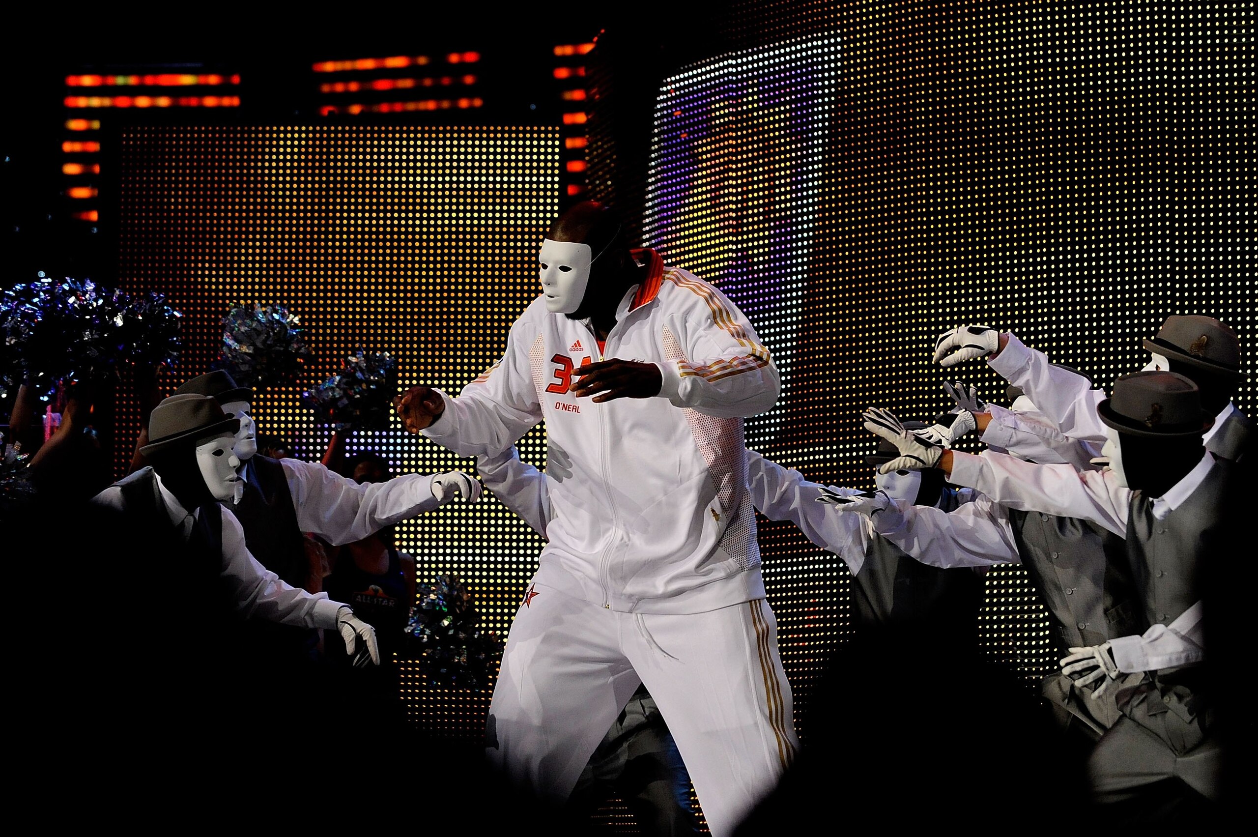 PHOENIX - FEBRUARY 15: Shaquille O'Neal #32 of the Western Conference dances with the Jabbawockeez as he is introduced before the start of the 58th NBA All-Star Game, part of 2009 NBA All-Star Weekend at US Airways Center on February 15, 2009 in Phoenix, PHOENIX - FEBRUARY 15: Shaquille O'Neal #32 of the Western Conference dances with the Jabbawockeez as he is introduced before the start of the 58th NBA All-Star Game, part of 2009 NBA All-Star Weekend at US Airways Center on February 15, 2009 in Phoenix,