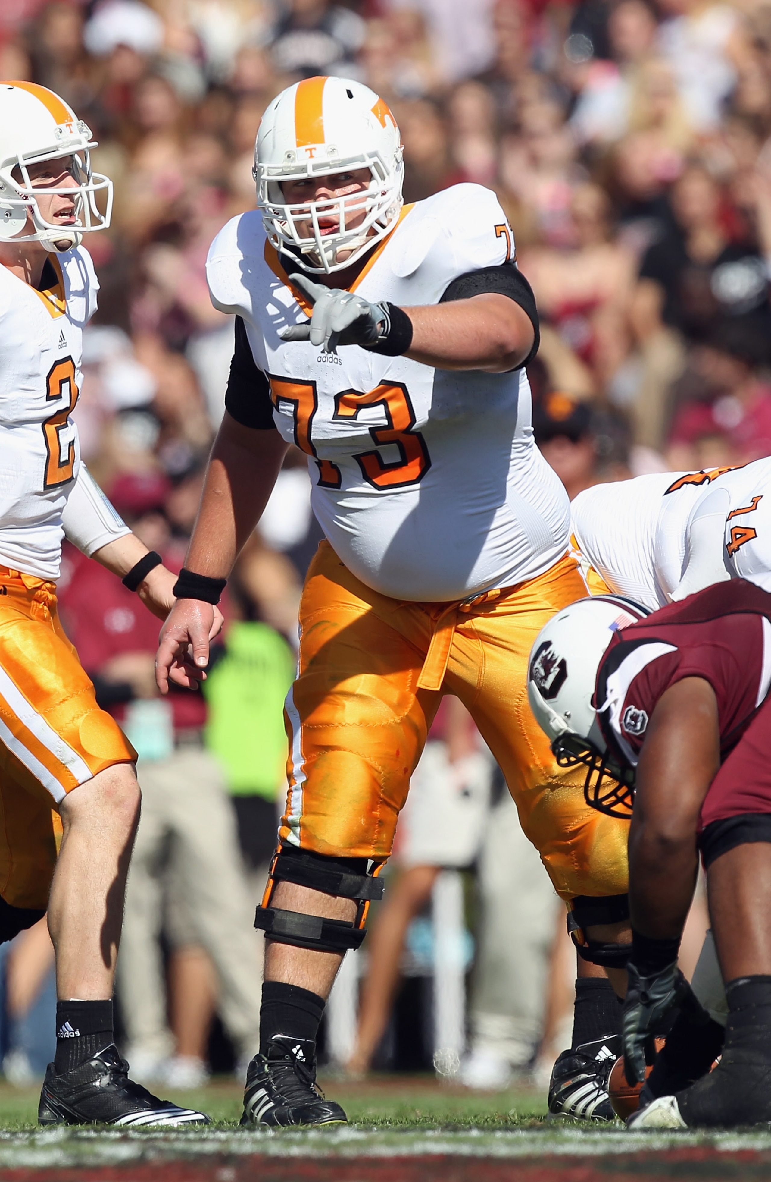 COLUMBIA, SC - OCTOBER 30: Darin Gooch #73 of the Tennessee Volunteers against the South Carolina Gamecocks during their game at Williams-Brice Stadium on October 30, 2010 in Columbia, South Carolina. (Photo by Streeter Lecka/Getty Images) COLUMBIA, SC - OCTOBER 30: Darin Gooch #73 of the Tennessee Volunteers against the South Carolina Gamecocks during their game at Williams-Brice Stadium on October 30, 2010 in Columbia, South Carolina. (Photo by Streeter Lecka/Getty Images)