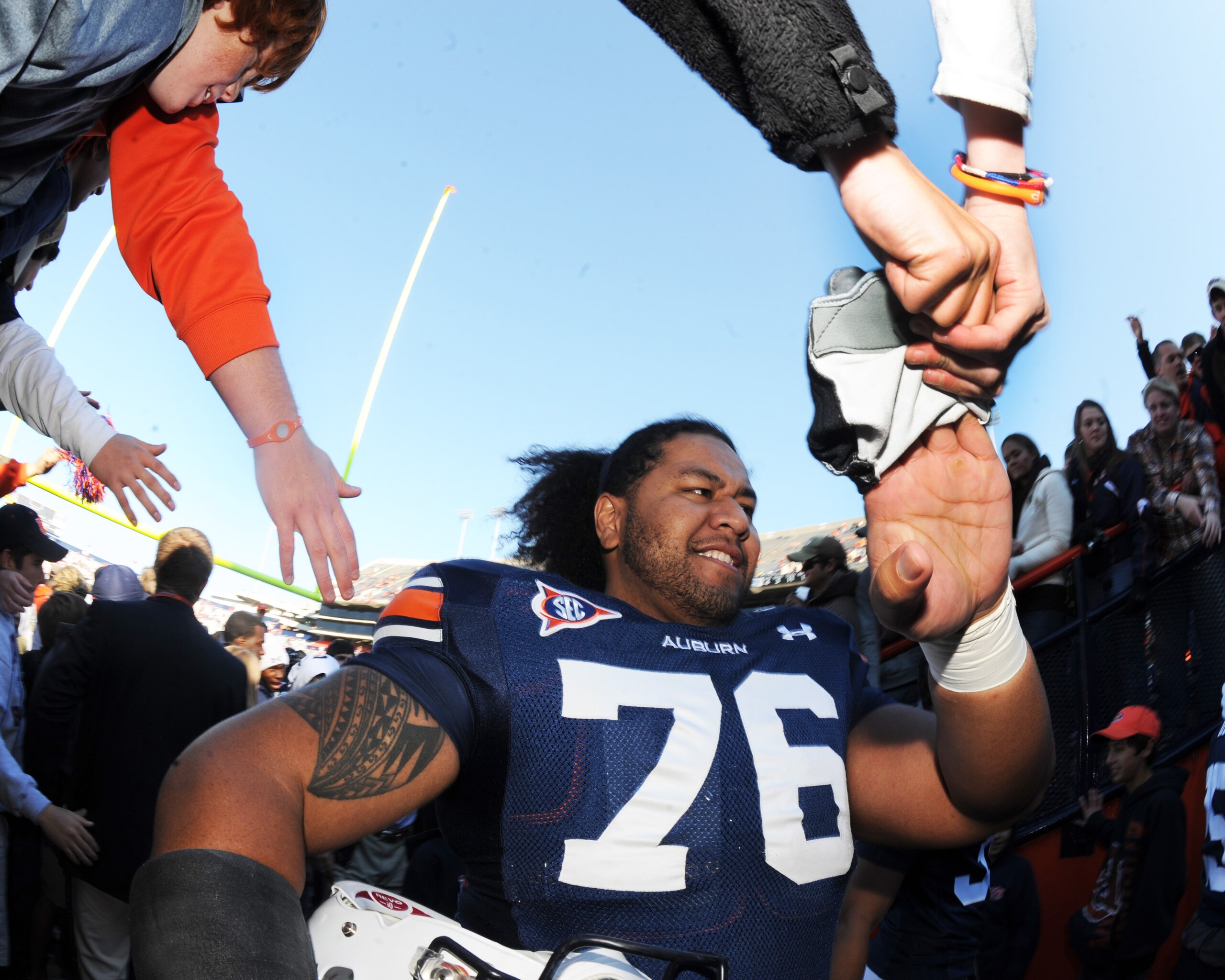 AUBURN, AL - NOVEMBER 6: Offensive lineman Jorrell Bostrom #76 of the Auburn Tigers leaves the field against the Chattanooga Mocs November 6, 2010 at Jordan-Hare Stadium in Auburn, Alabama. (Photo by Al Messerschmidt/Getty Images) AUBURN, AL - NOVEMBER 6: Offensive lineman Jorrell Bostrom #76 of the Auburn Tigers leaves the field against the Chattanooga Mocs November 6, 2010 at Jordan-Hare Stadium in Auburn, Alabama. (Photo by Al Messerschmidt/Getty Images)
