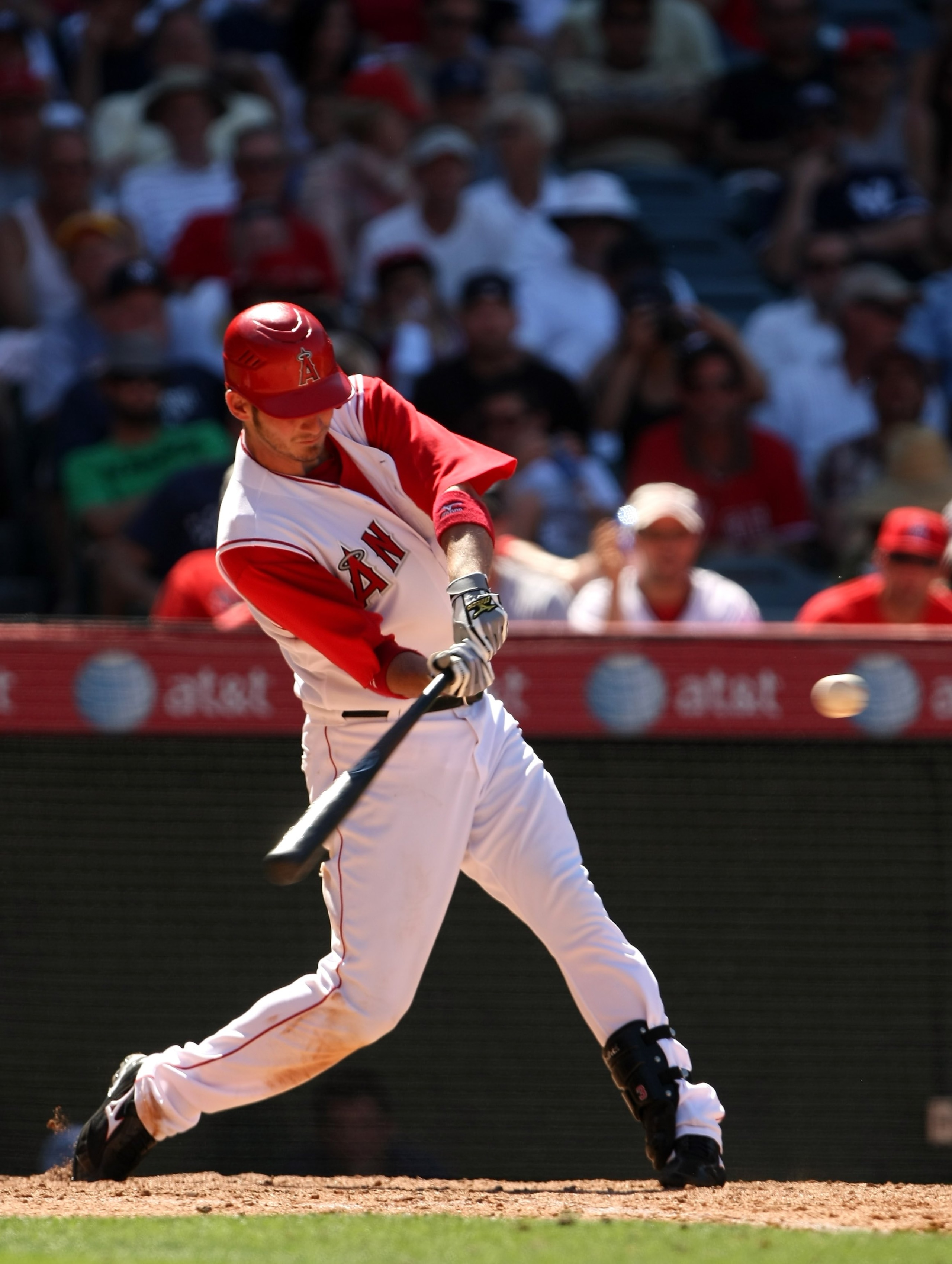 ANAHEIM, CA - JULY 11:  Brandon Wood #3 of  the Los Angeles Angels of Anaheim bats against the New York Yankees on July 11, 2009 at Angel Stadium in Anaheim, California.  The Angels won 12-8.  (Photo by Stephen Dunn/Getty Images)