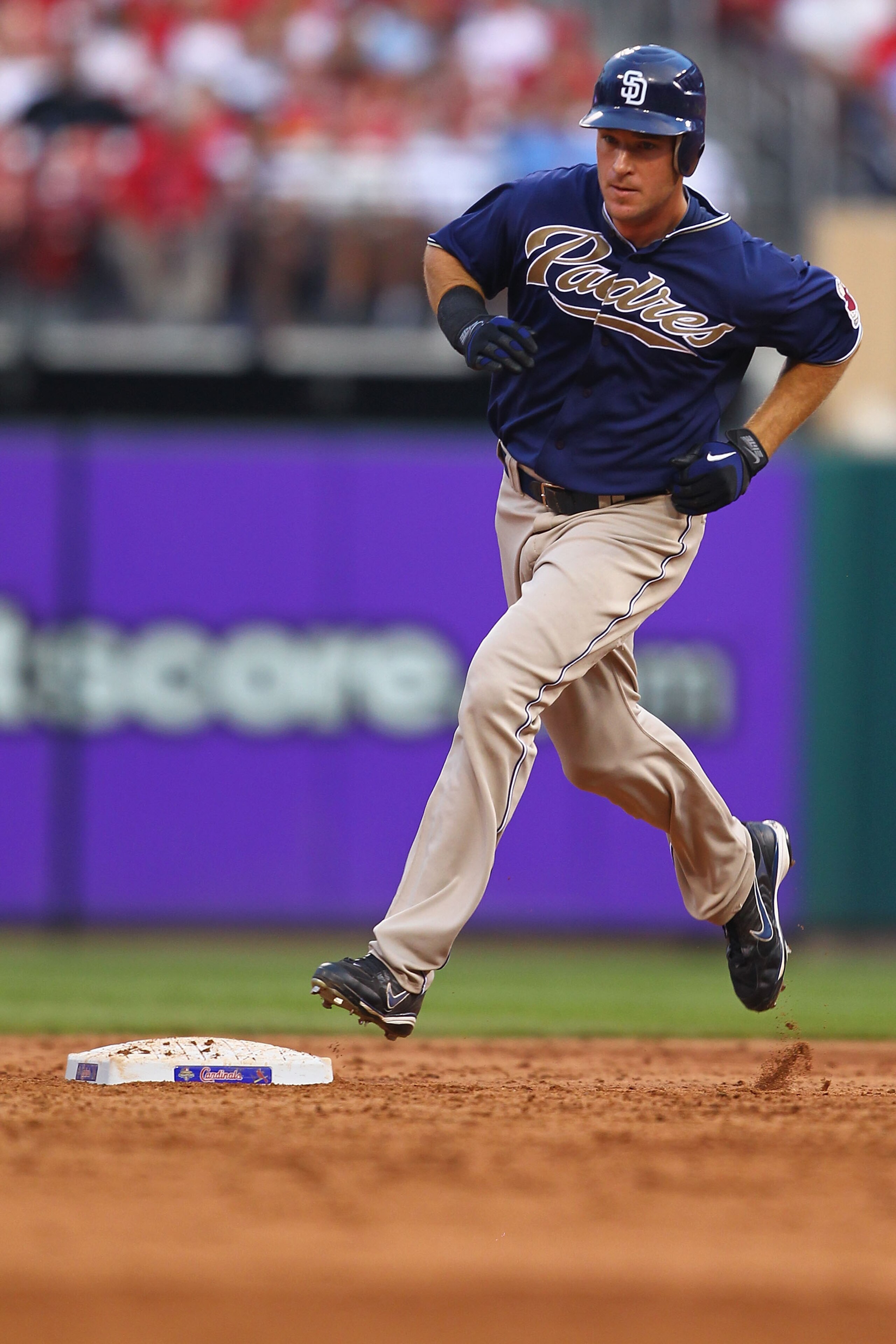 ST. LOUIS - SEPTEMBER 18: Ryan Ludwick #47 of the San Diego Padres rounds the bases after hitting a game-winning three-run home run against the St. Louis Cardinals at Busch Stadium on September 18, 2010 in St. Louis, Missouri.  The Padres beat the Cardina