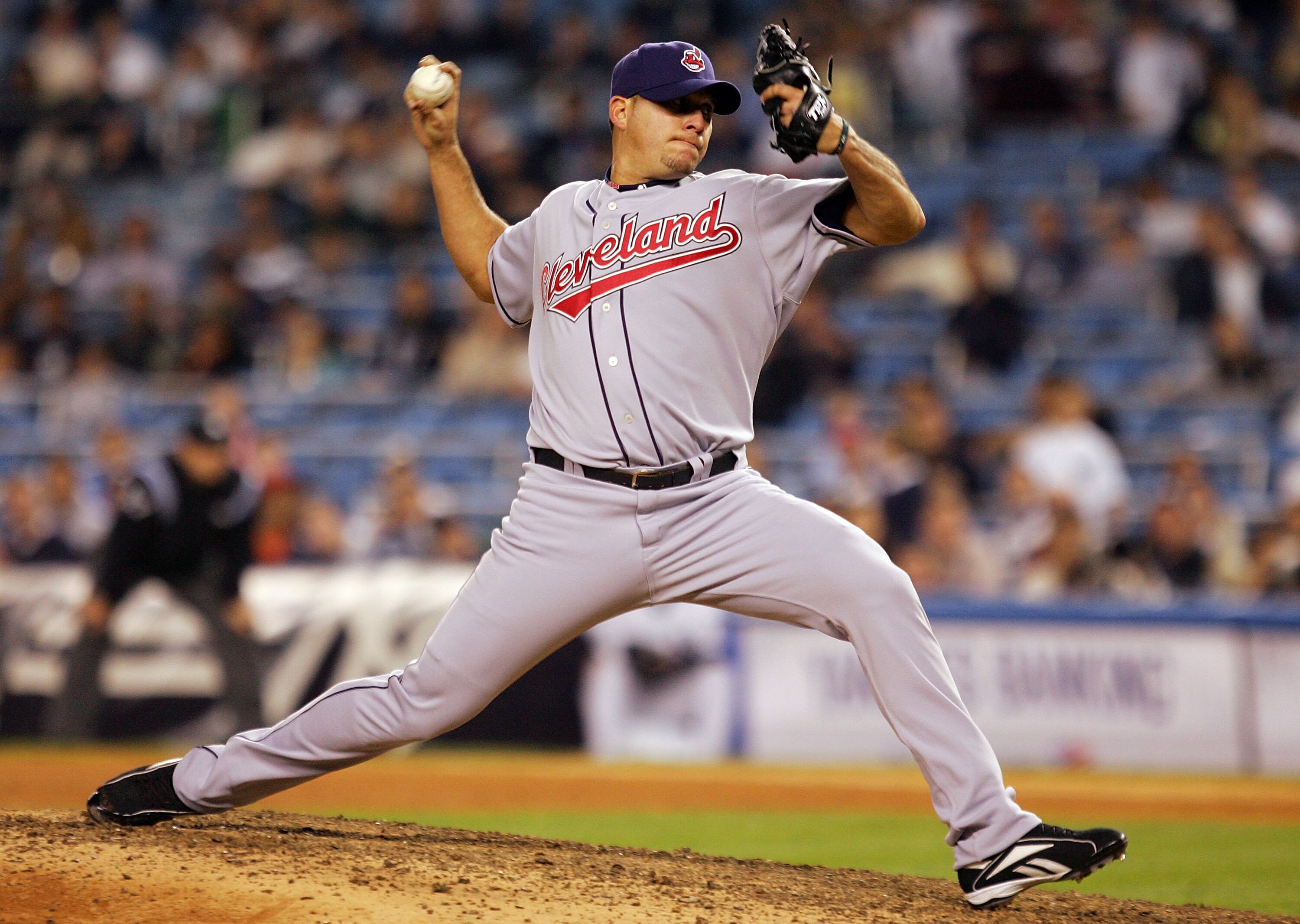 NEW YORK - MAY 07:  Rafael Betancourt #63 of the Cleveland Indians pitches in the ninth inning against the New York Yankees on May 7, 2008 at Yankee Stadium in the Bronx borough of New York City. The Indians won the game 3-0.  (Photo by Jim McIsaac/Getty