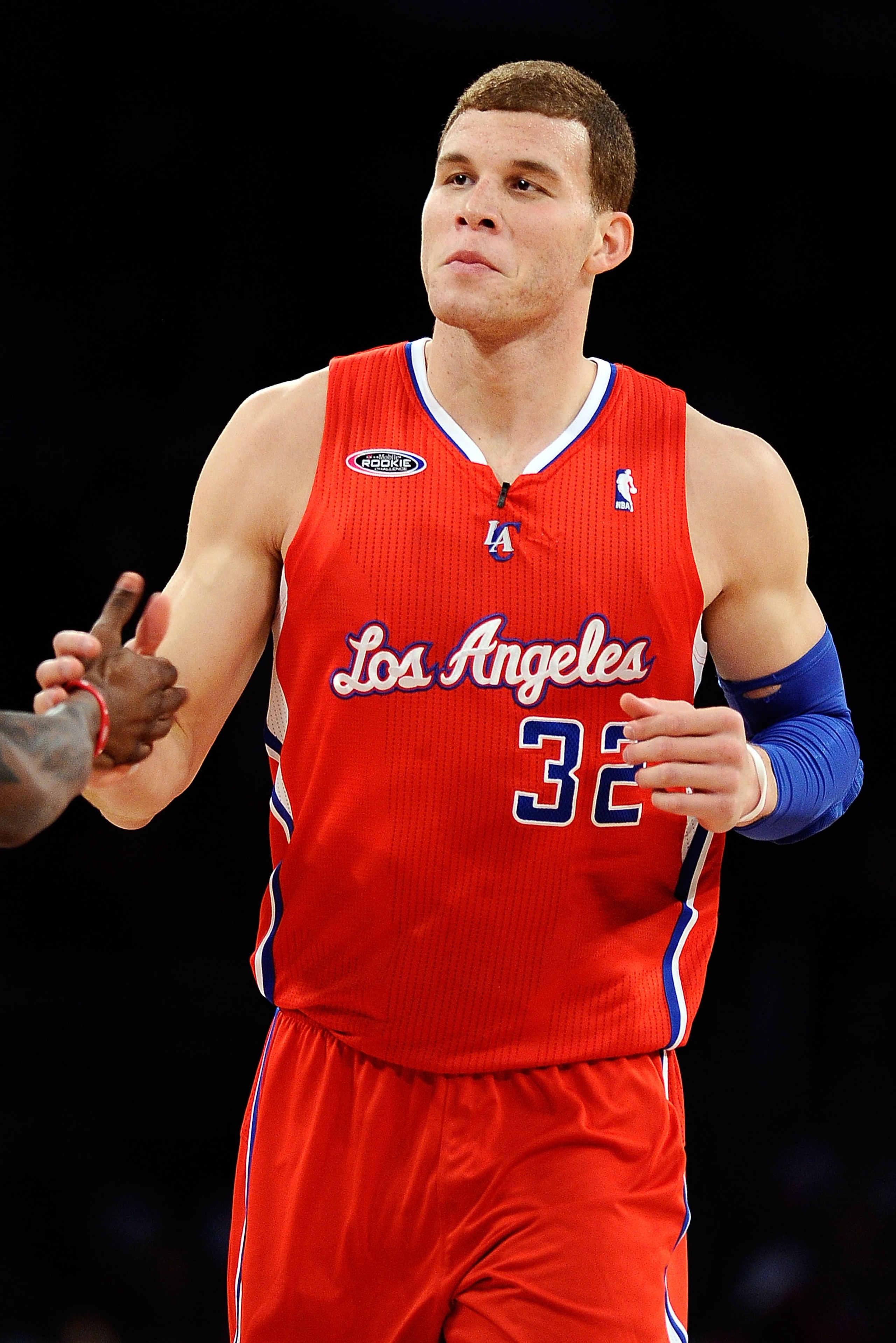 LOS ANGELES, CA - FEBRUARY 18: Blake Griffin #32 of the Los Angeles Clippers and the Rookie Team reacts in the first half against the Sophomore Team during the T-Mobile Rookie Challenge and Youth Jam at Staples Center on February 18, 2011 in Los Angeles, LOS ANGELES, CA - FEBRUARY 18: Blake Griffin #32 of the Los Angeles Clippers and the Rookie Team reacts in the first half against the Sophomore Team during the T-Mobile Rookie Challenge and Youth Jam at Staples Center on February 18, 2011 in Los Angeles,