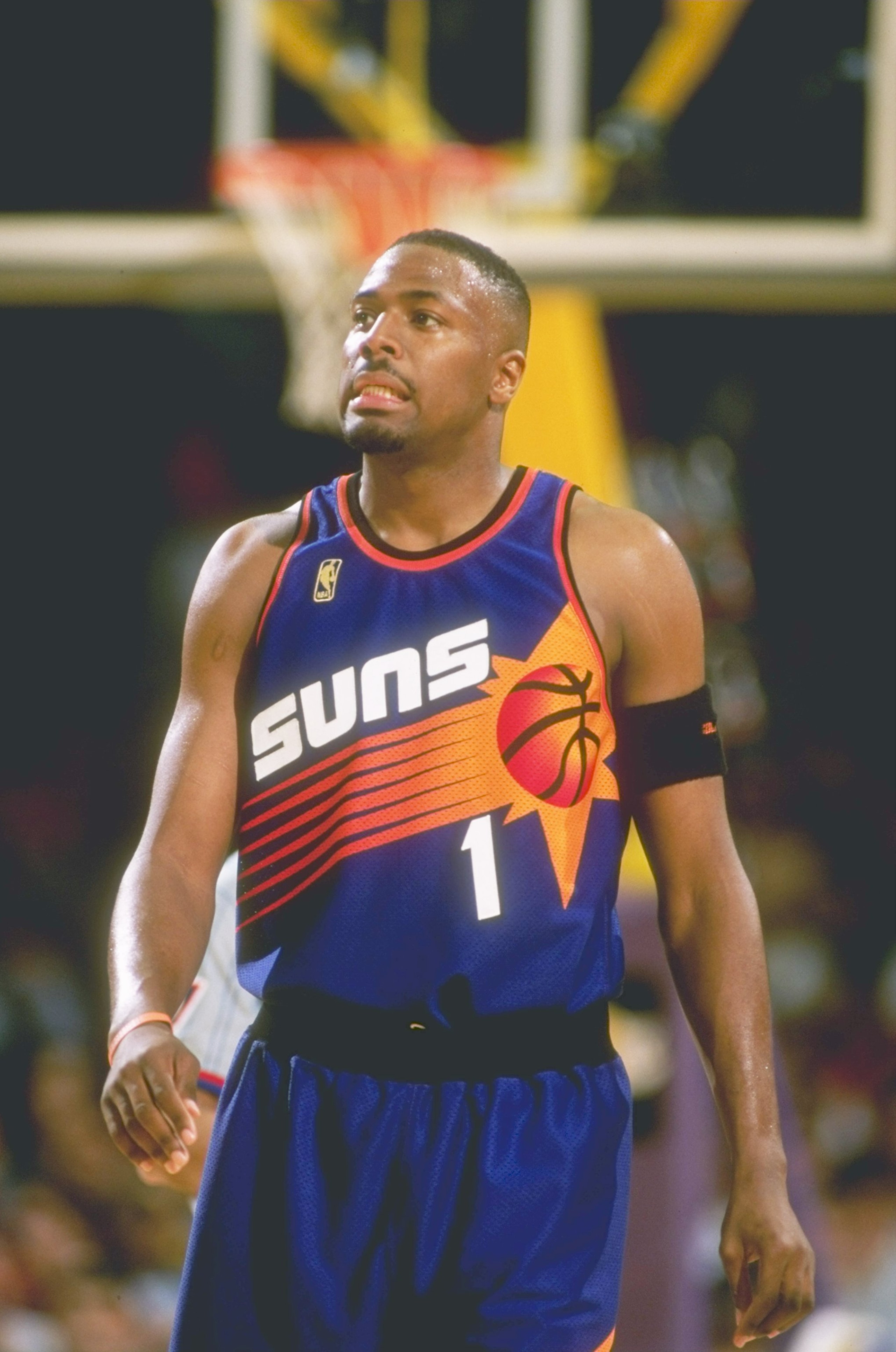 11 Apr 1997: Forward Cedric Ceballos of the Phoenix Suns stands on the court during a game against the Los Angeles Lakers at the Great Western Forum in Inglewood, California. The Lakers won the game 114-98.