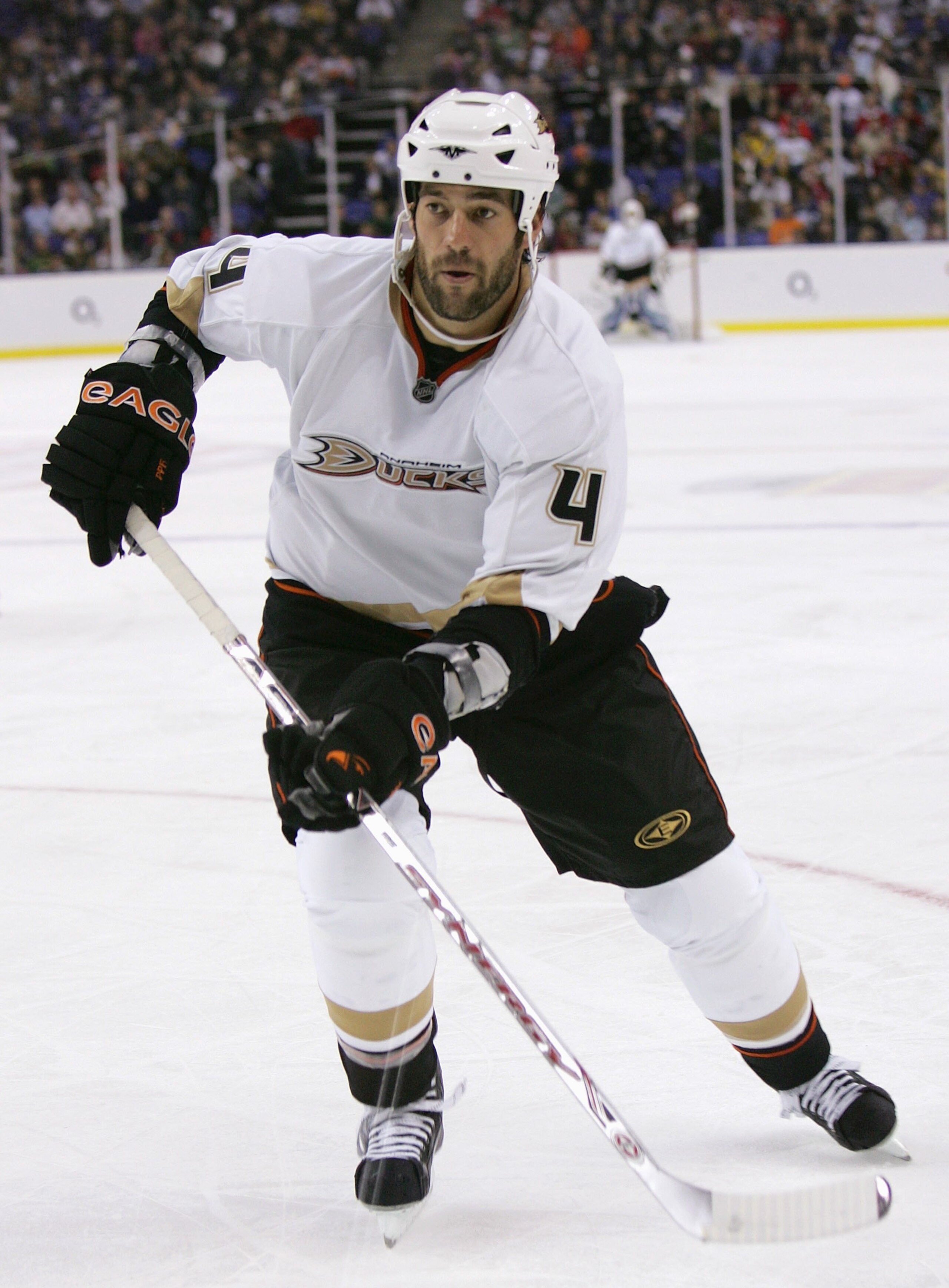 LONDON - SEPTEMBER 30: Todd Bertuzzi #4 of the Anaheim Ducks skates against the Los Angeles Kings during their NHL game on September 30, 2007 at the O2 Arena in London, England. (Photo by Bruce Bennett/Getty Images) LONDON - SEPTEMBER 30: Todd Bertuzzi #4 of the Anaheim Ducks skates against the Los Angeles Kings during their NHL game on September 30, 2007 at the O2 Arena in London, England. (Photo by Bruce Bennett/Getty Images)