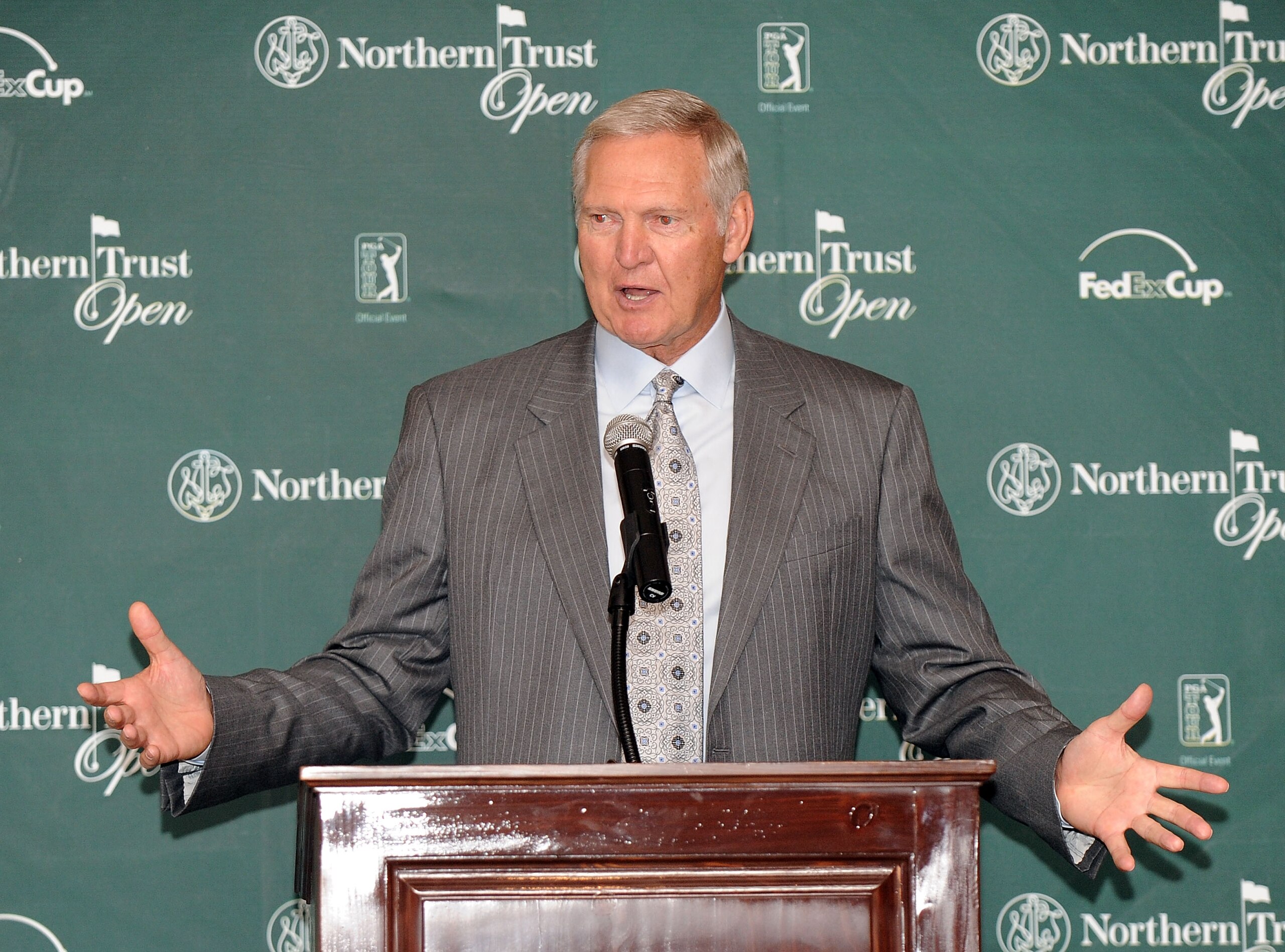 LOS ANGELES, CA - JANUARY 18:  Jerry West speaks to the media during a Northern Trust Press Conference at The Riviera Country Club on January 18, 2010 in Los Angeles, California.  (Photo by Harry How/Getty Images)